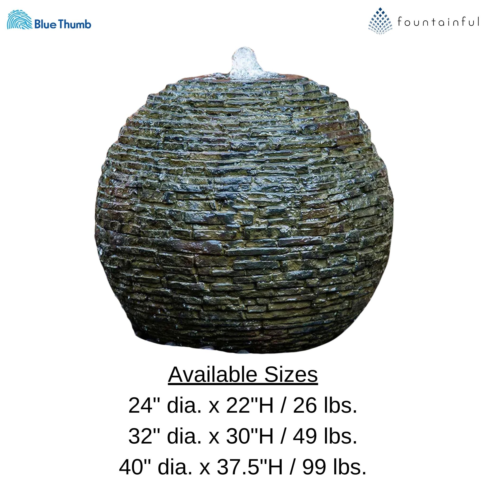 Faux Stacked Slate Sphere Fountain - Complete Kit - Blue Thumb