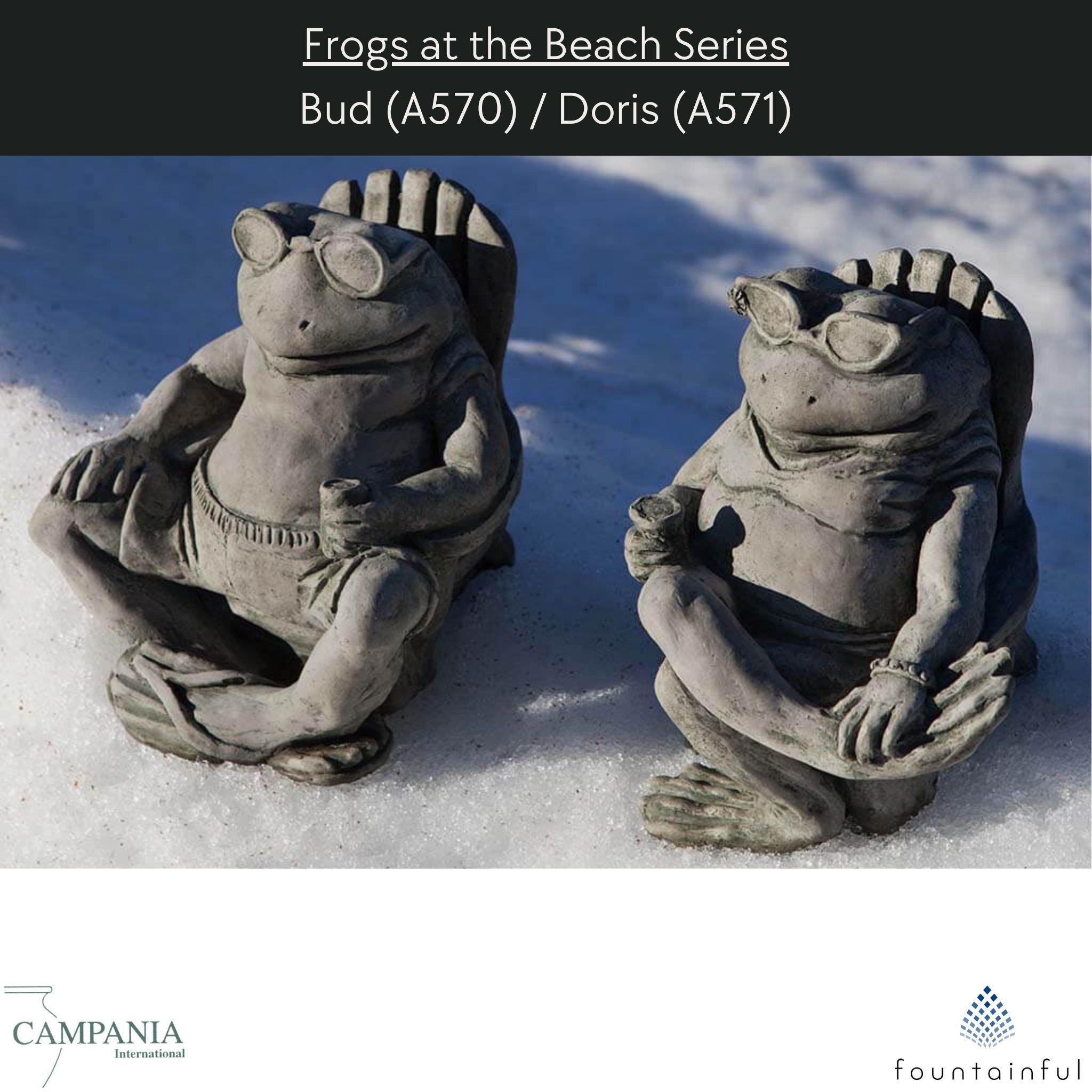 Doris on the Beach Concrete Frog Statue - Campania #A571