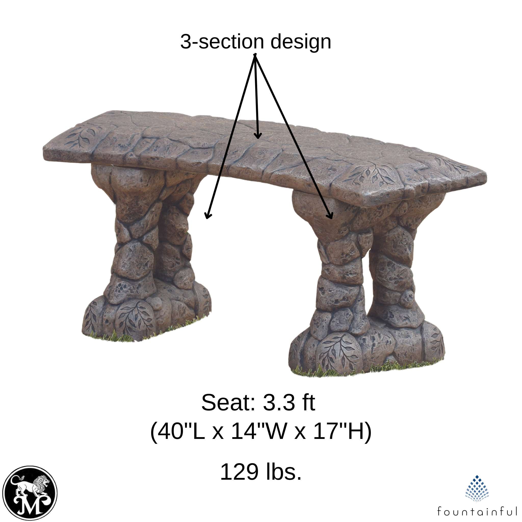 The Stone Concrete Garden Bench - Thumbnail 3