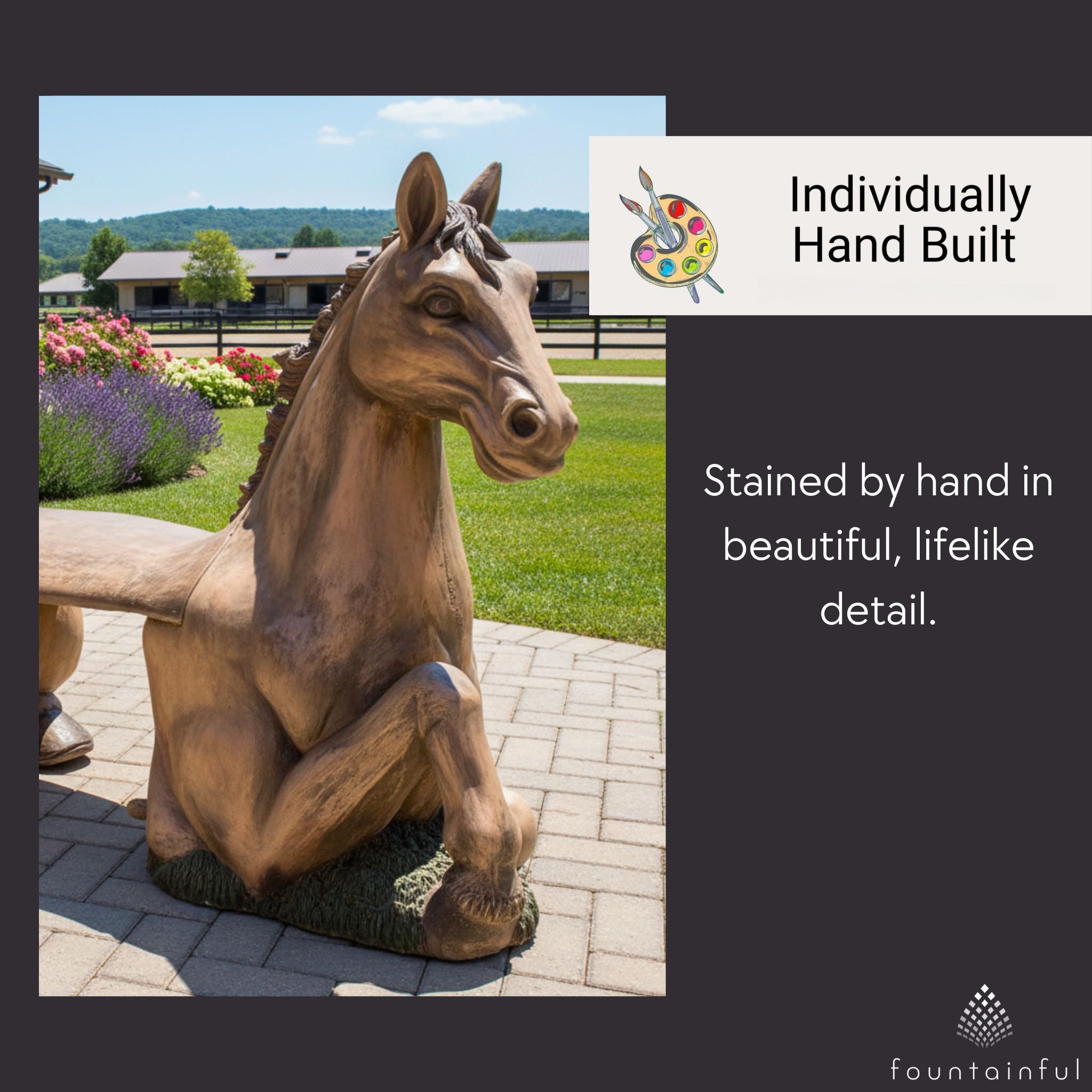 Horse Concrete Garden Bench - Thumbnail 3