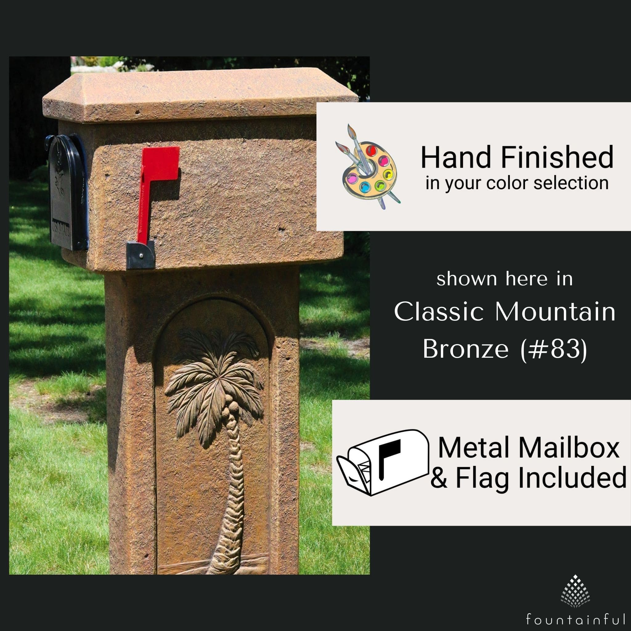 Palm Tree Concrete Mailbox - Massarellis #4728