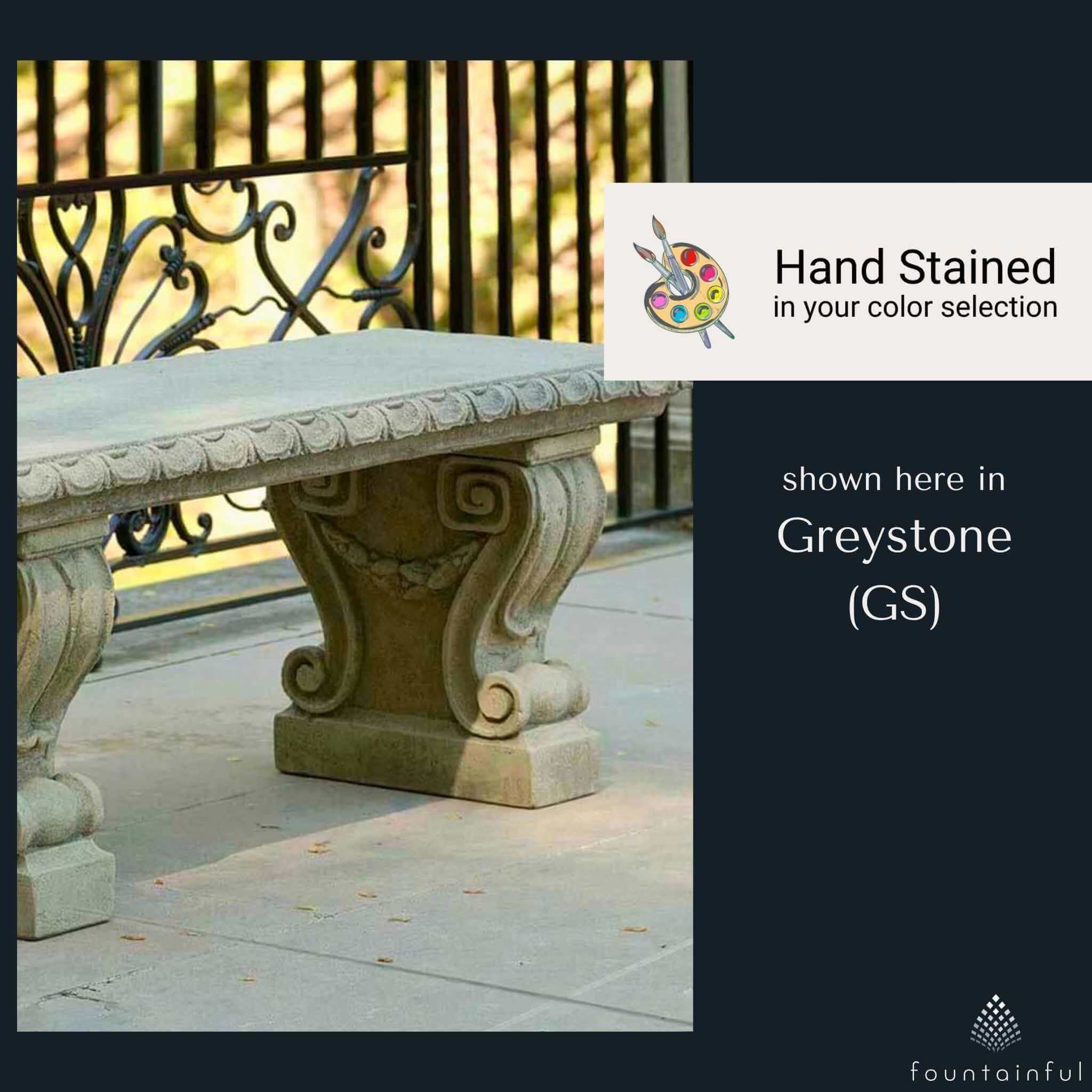 Longwood Main Fountain Concrete Garden Bench - Thumbnail 4