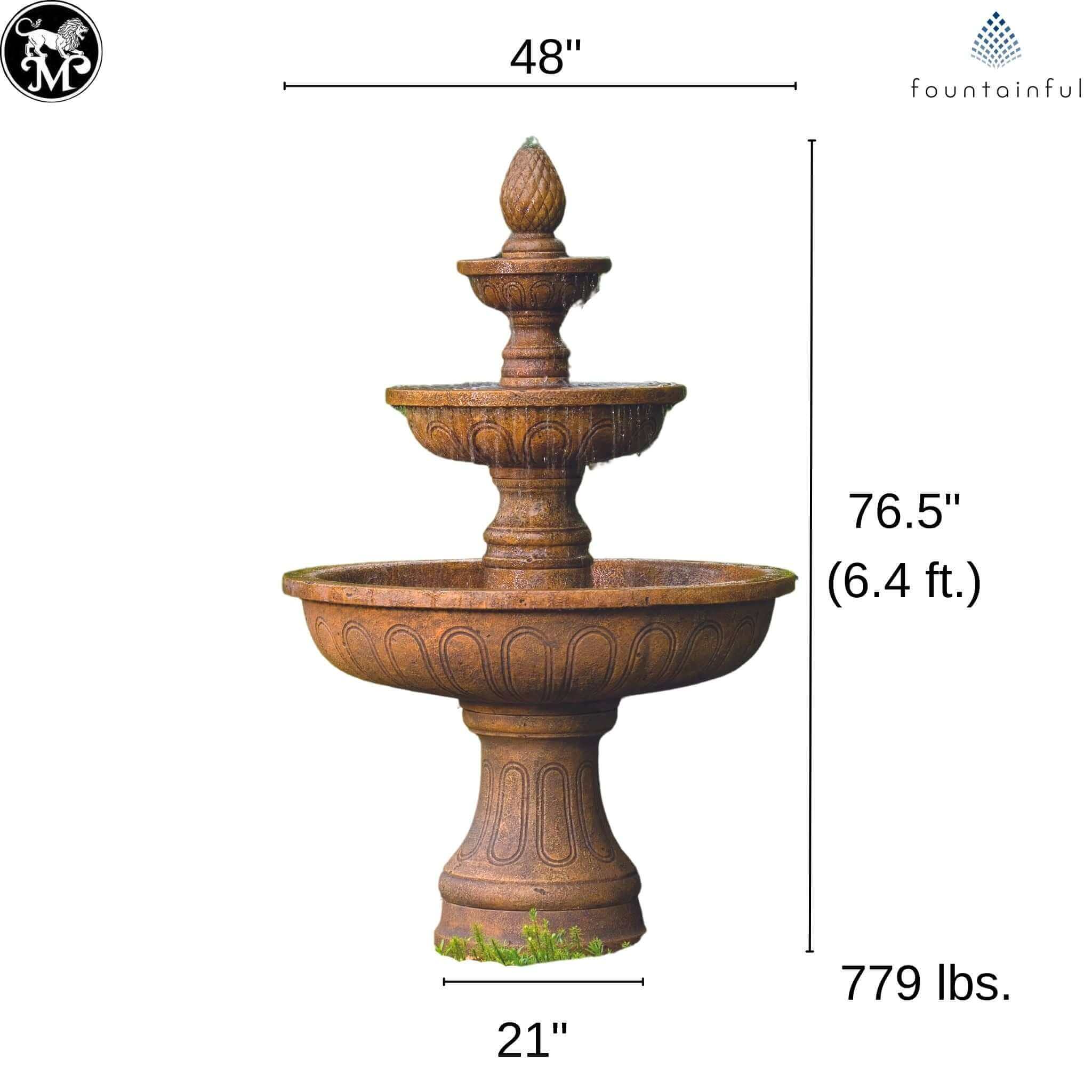 Pavasa 3-Tier Concrete Fountain - Massarellis #3695