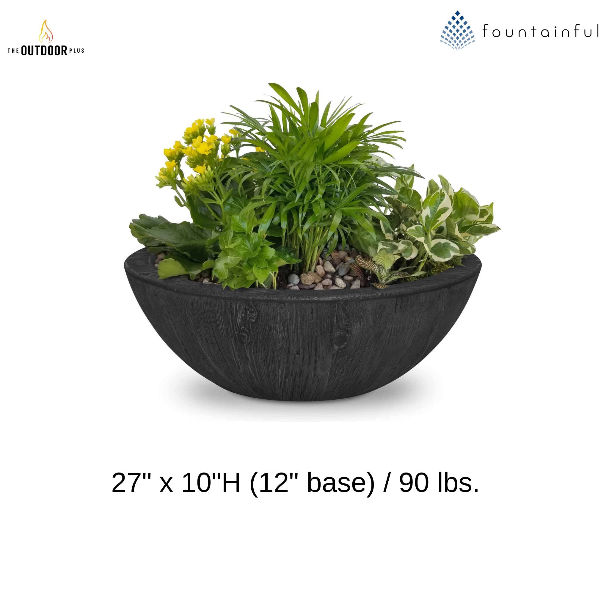 "Sedona" Wood Grain Concrete Planter & Water Bowl - The Outdoor Plus