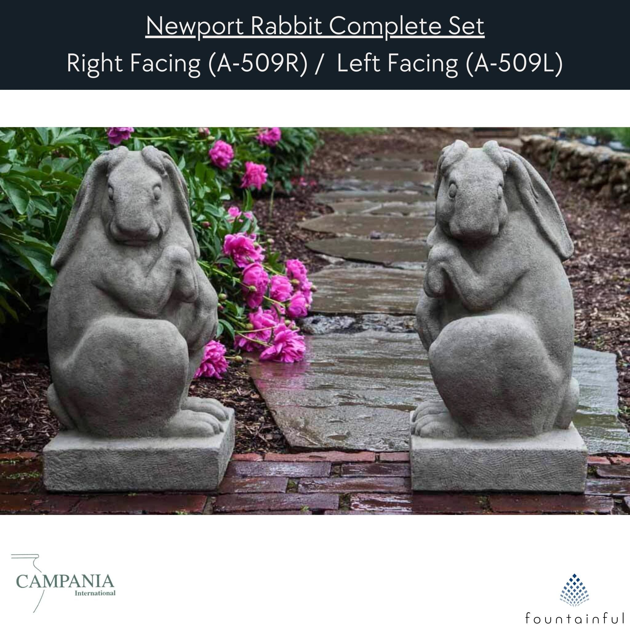 Newport Rabbit Concrete Garden Statues - Campania #A509