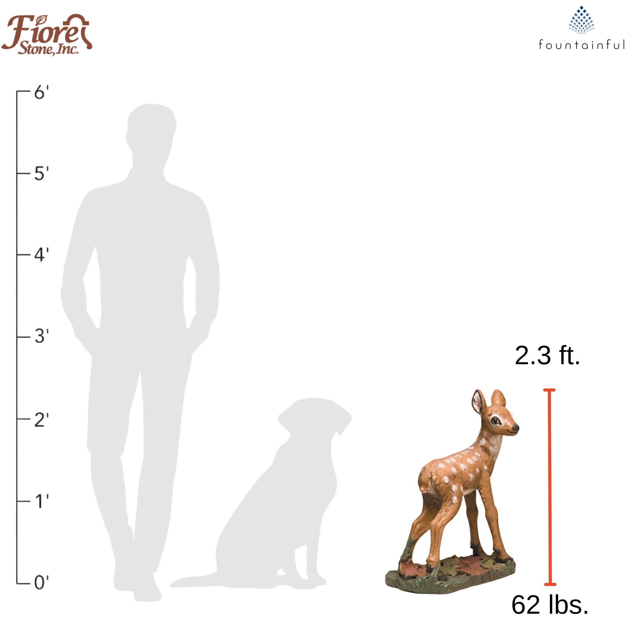 Standing Fawn Concrete Garden Statue - Fiore #579