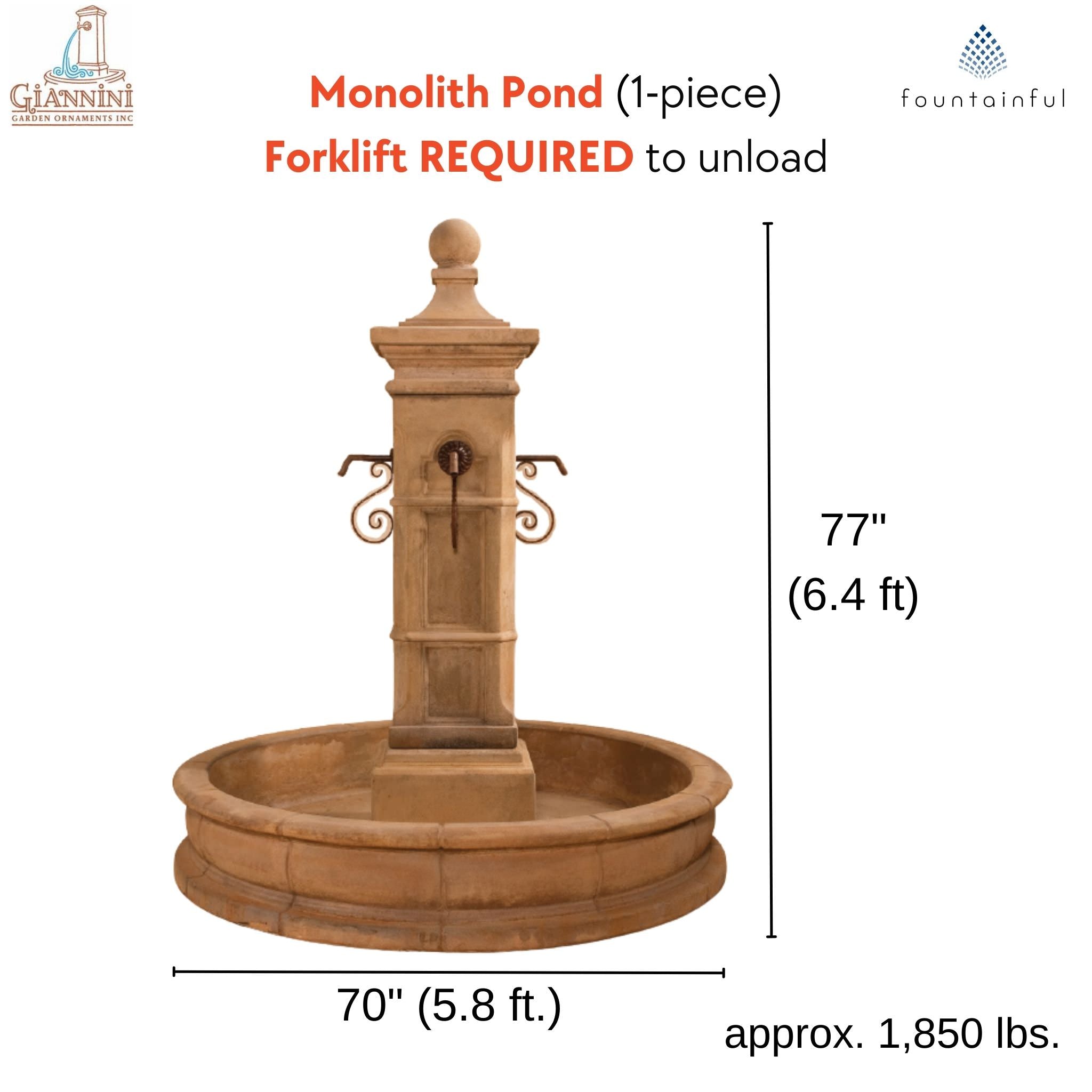 Aquitaine Concrete Pond Fountain - Giannini