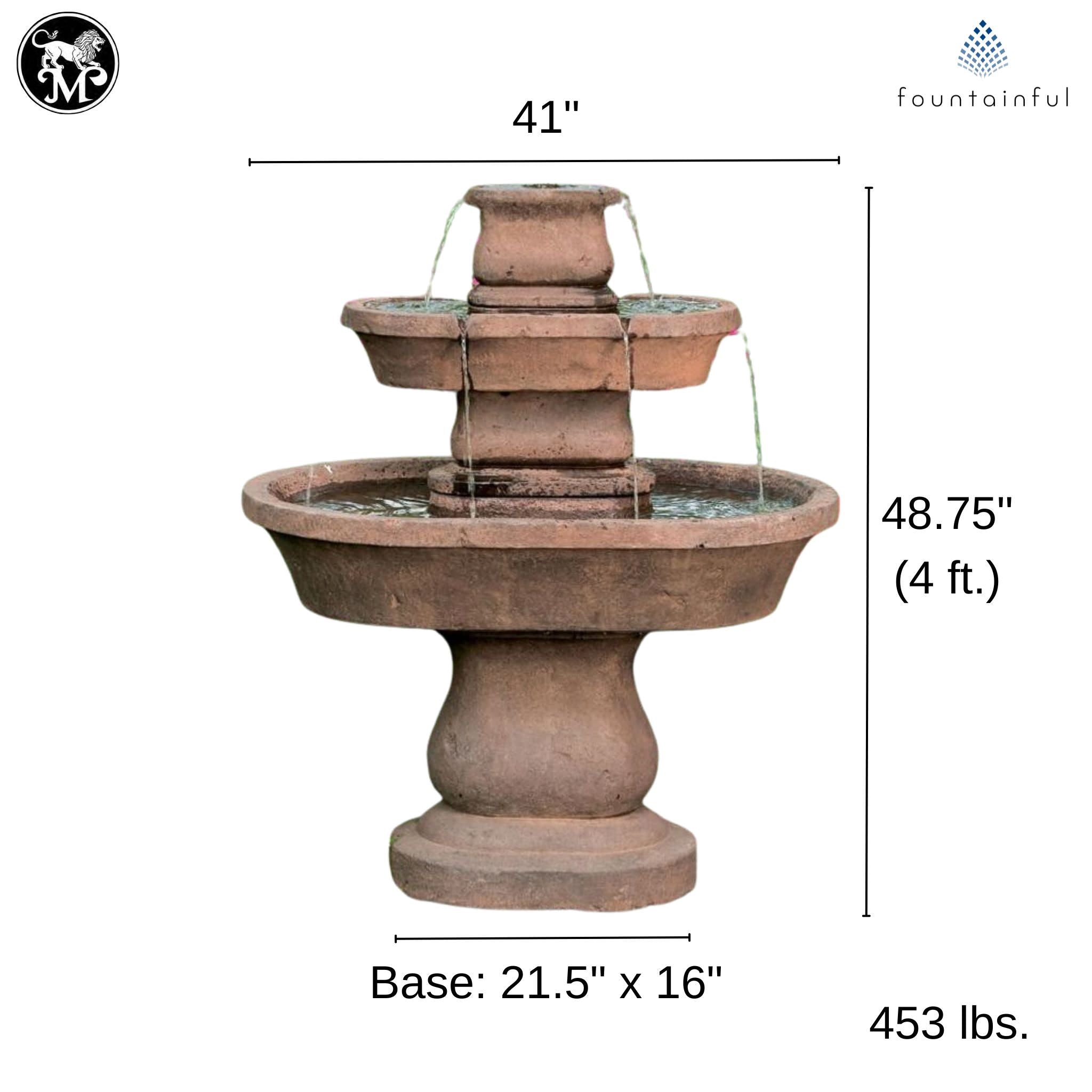 Assisi Oval 2-Tier Concrete Fountain - Massarellis #3648