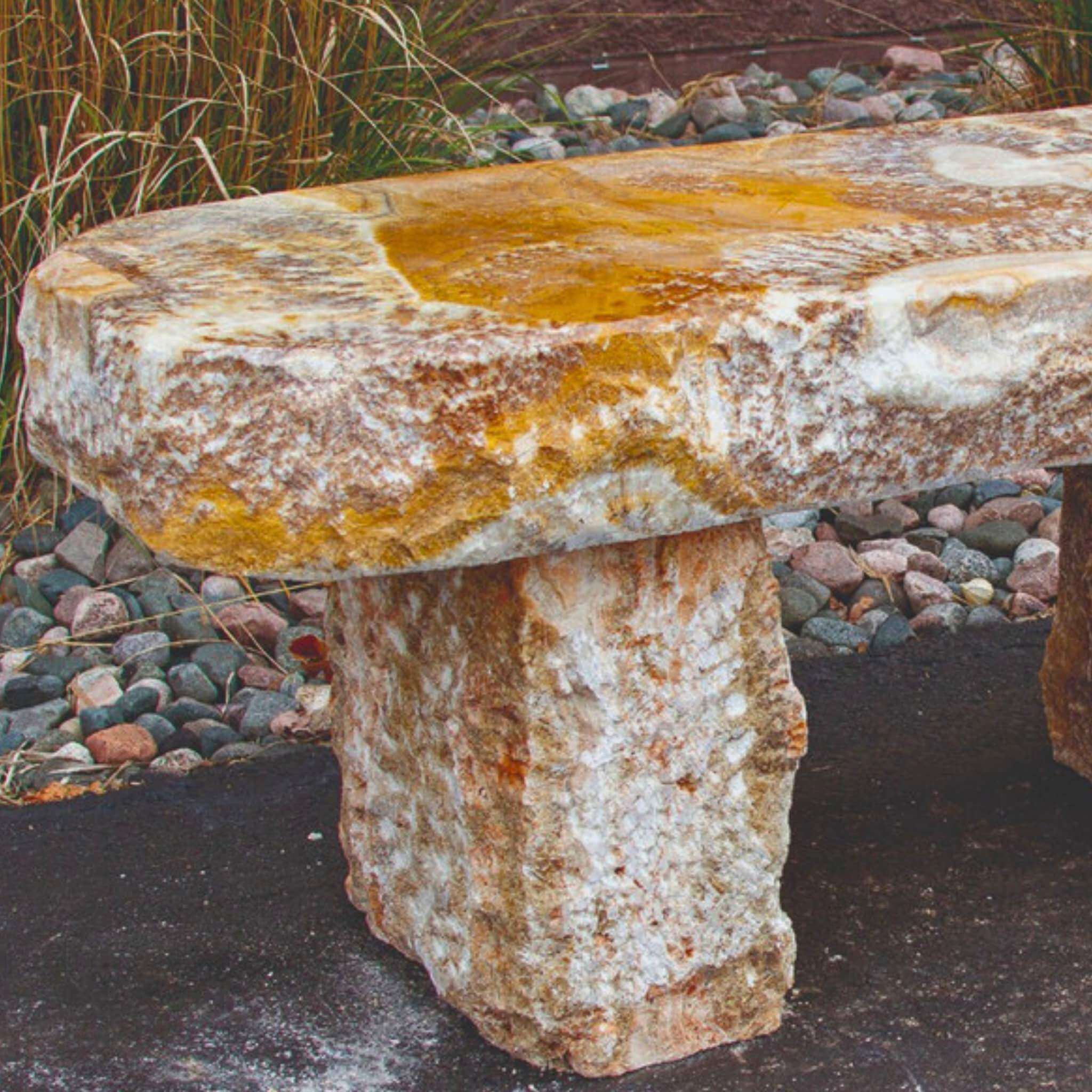 Yellow Onyx Garden Bench - Thumbnail 2