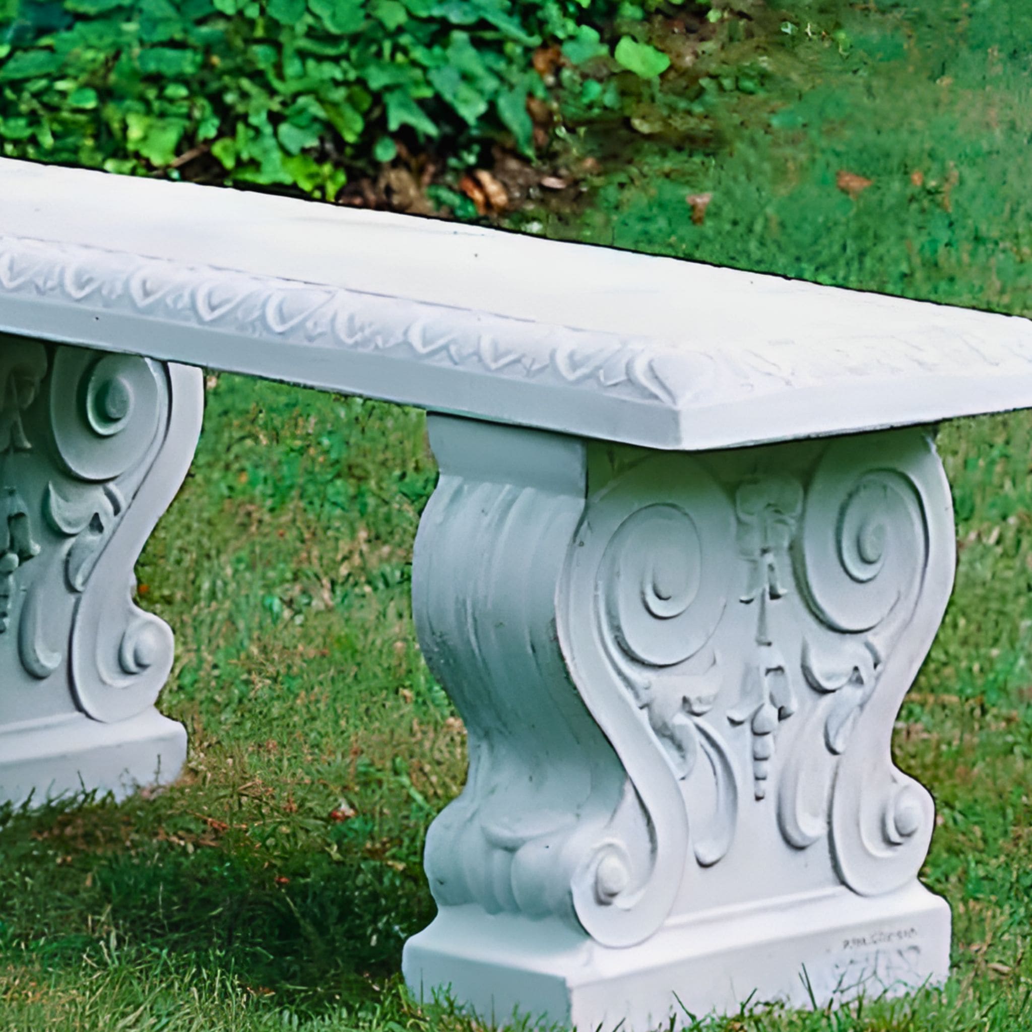 Traditional Straight Concrete Garden Bench - Campania #BE02