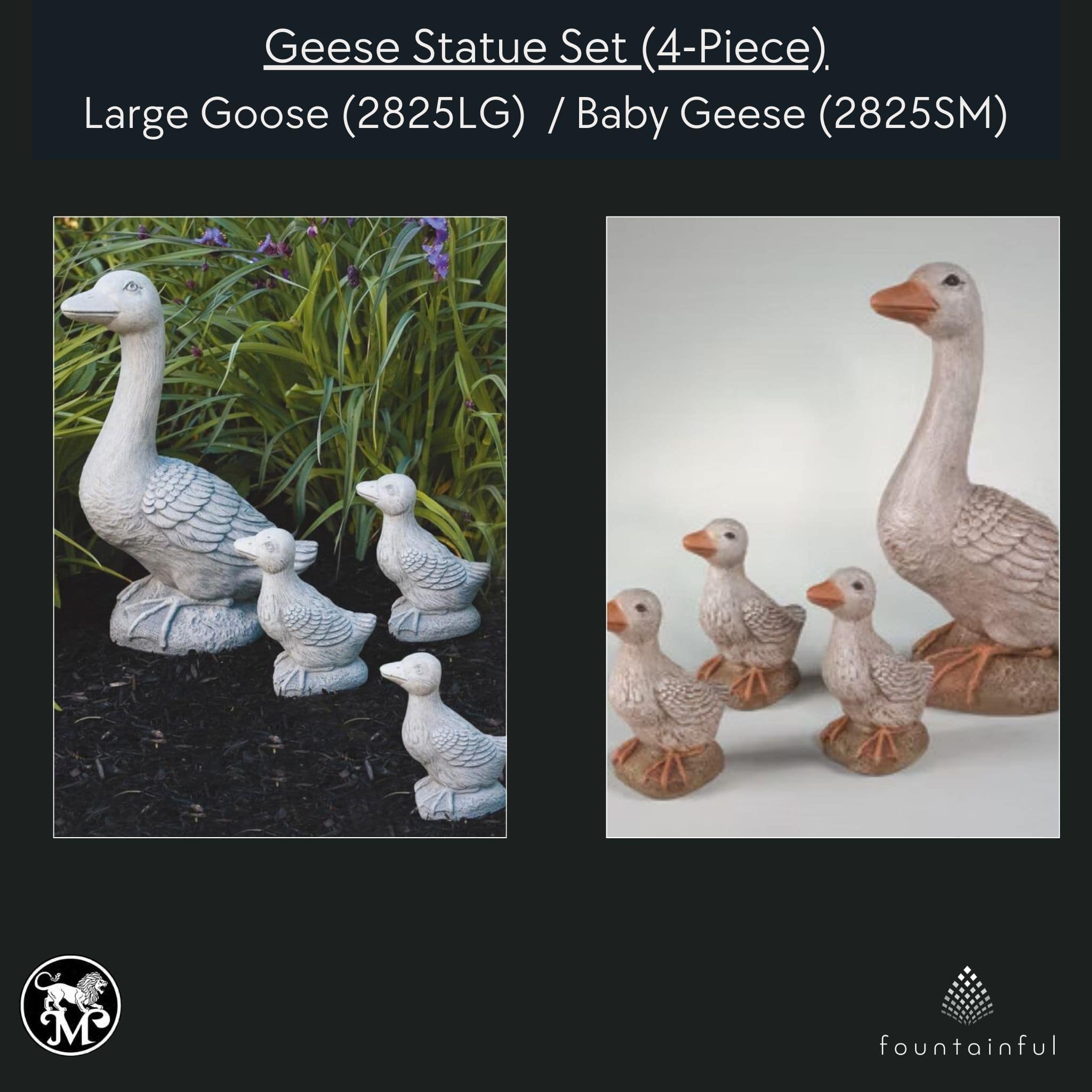 Geese Set Concrete Garden Statues - Massarellis #2825