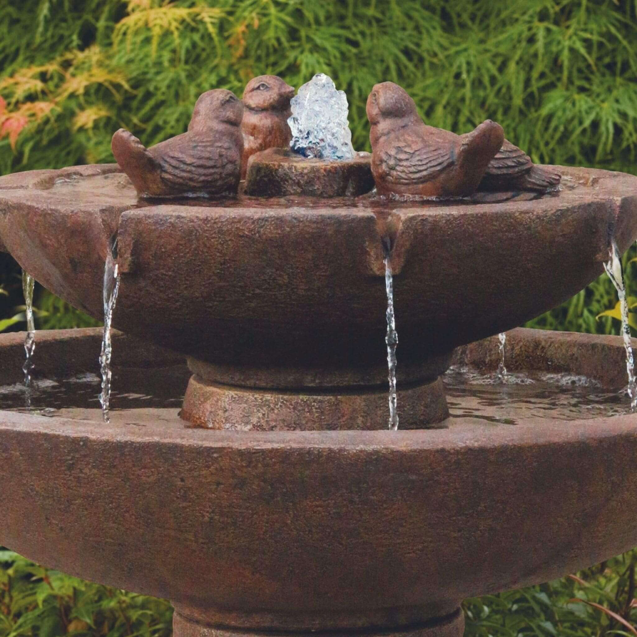 Tranquility Birds 2-Tier Concrete Fountain - Massarellis #3702