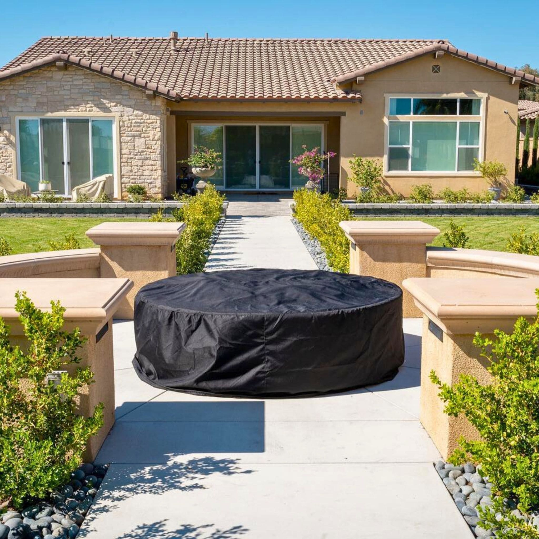 Florence Round Concrete Gas Fire Pit - Outdoor Plus