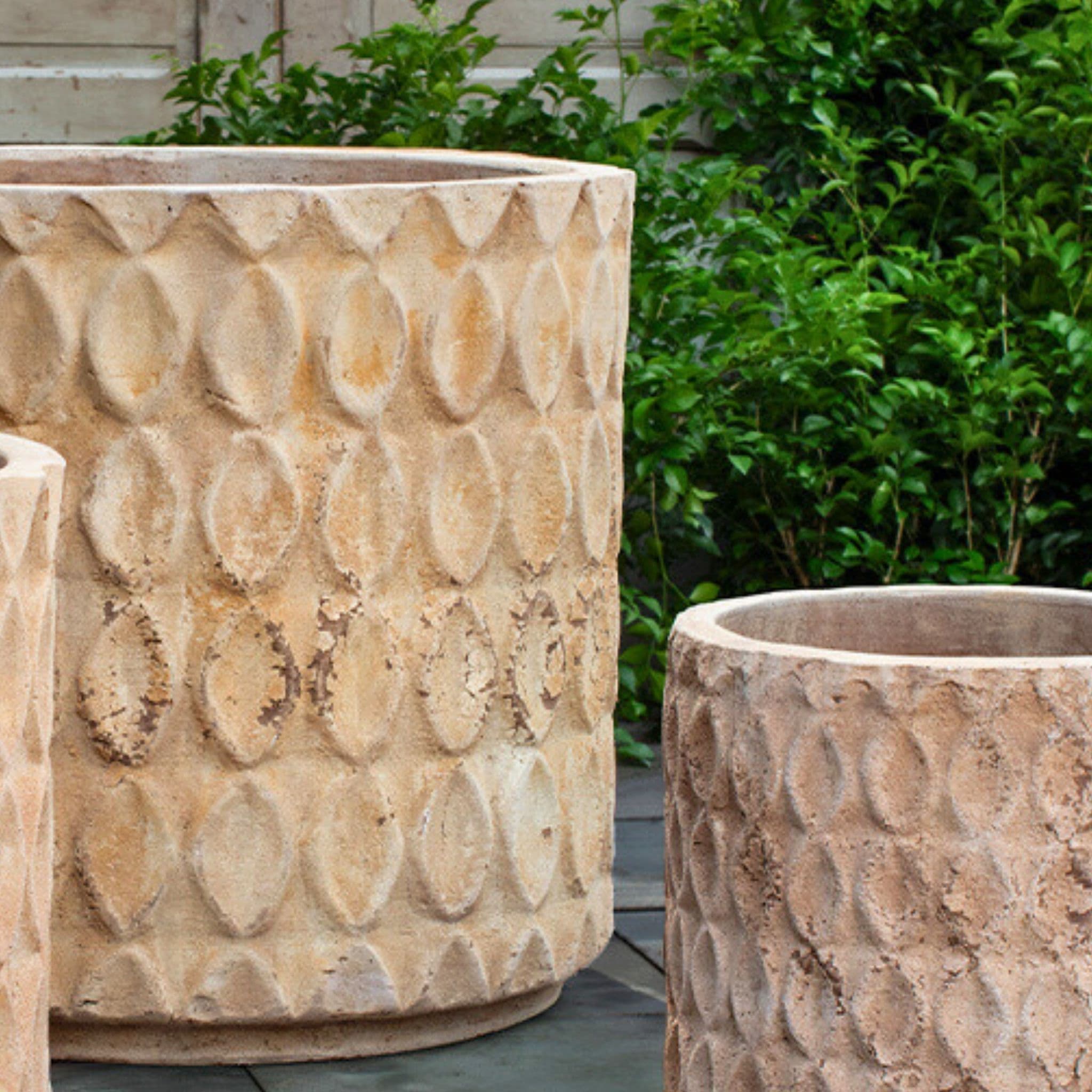 Oriel Tall Set of 3 Antico Terra Cotta Planters - Campania #6513