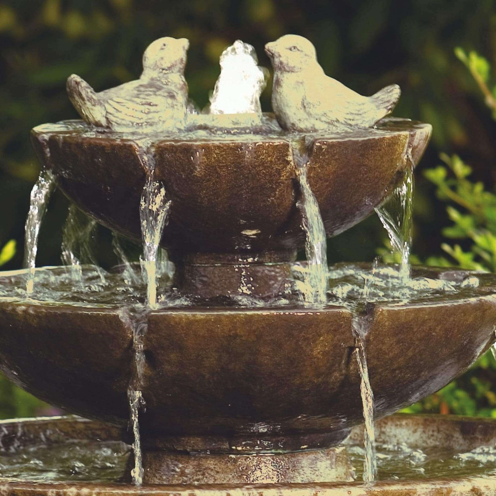 Tranquility Birds 3-Tier Concrete Fountain - Massarellis #3700