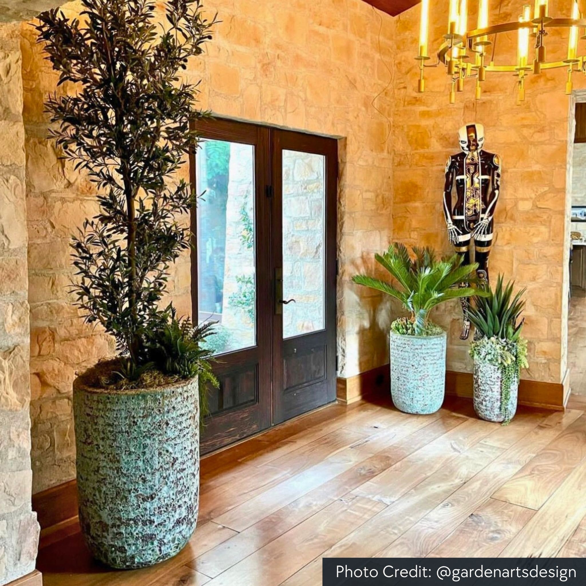 Escada Tall Set of 3 Glazed Terra Cotta Planters - Campania #6749