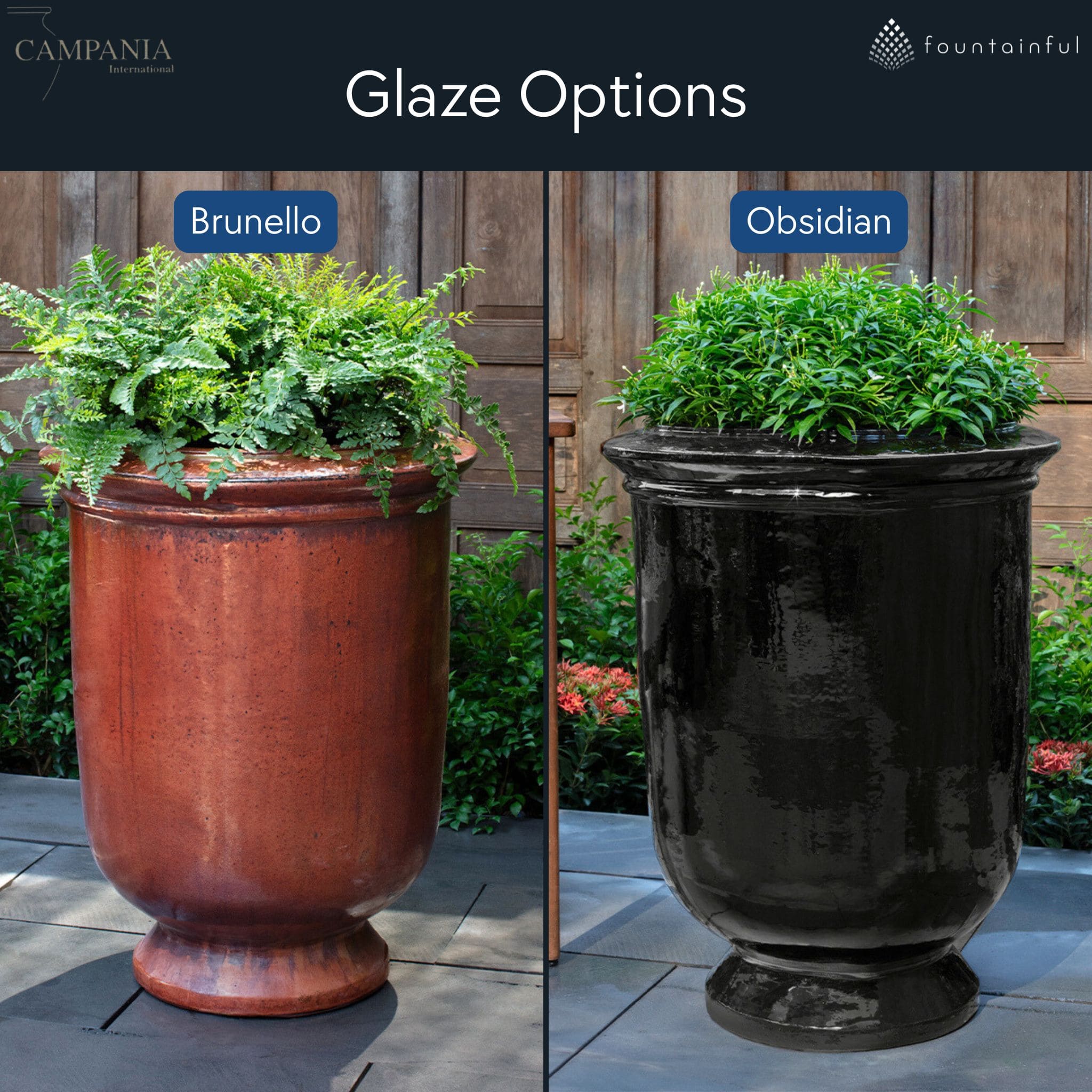 Vaucluse Urn Glazed Terra Cotta Planter - Campania #7018