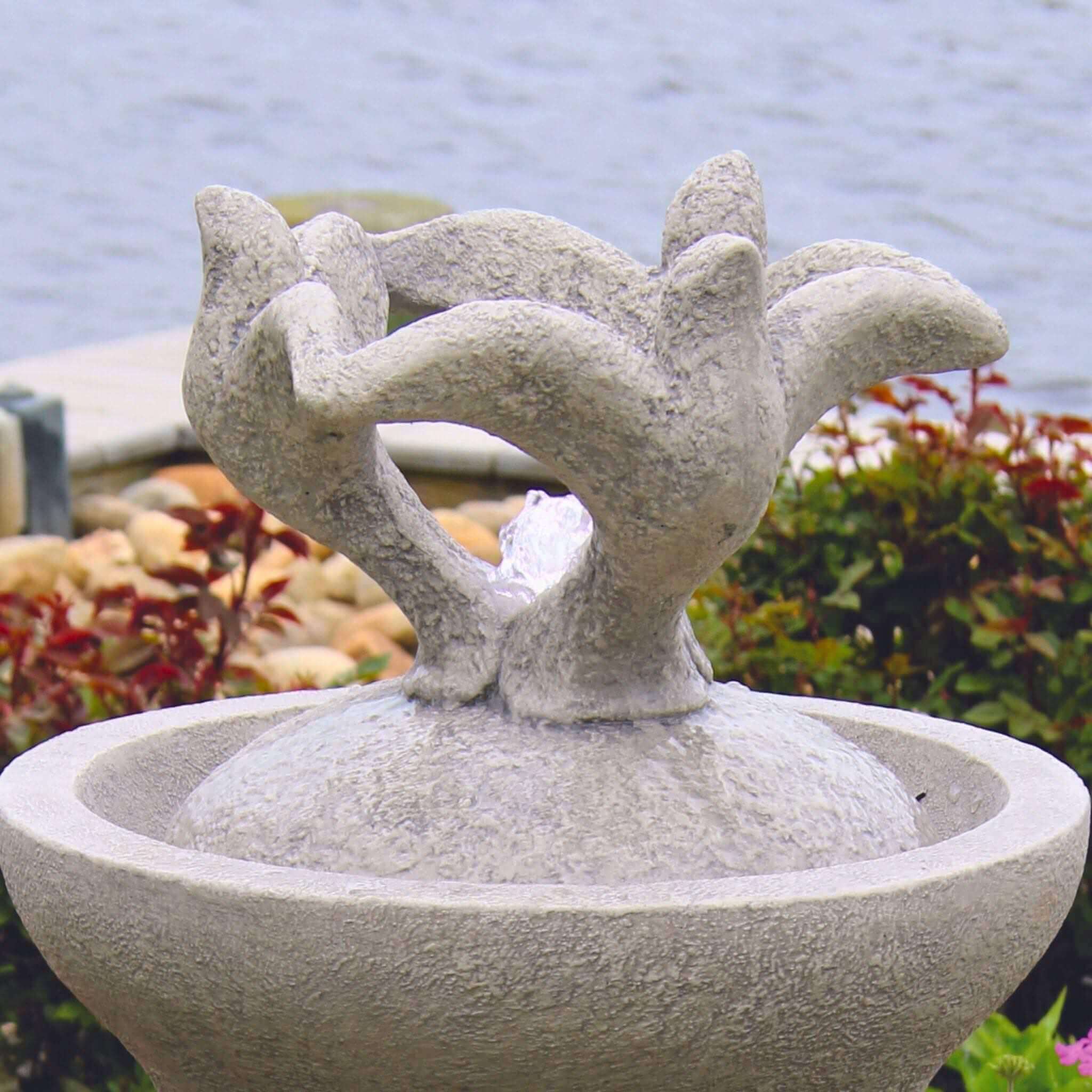 Three Doves Concrete Fountainette w/Lights