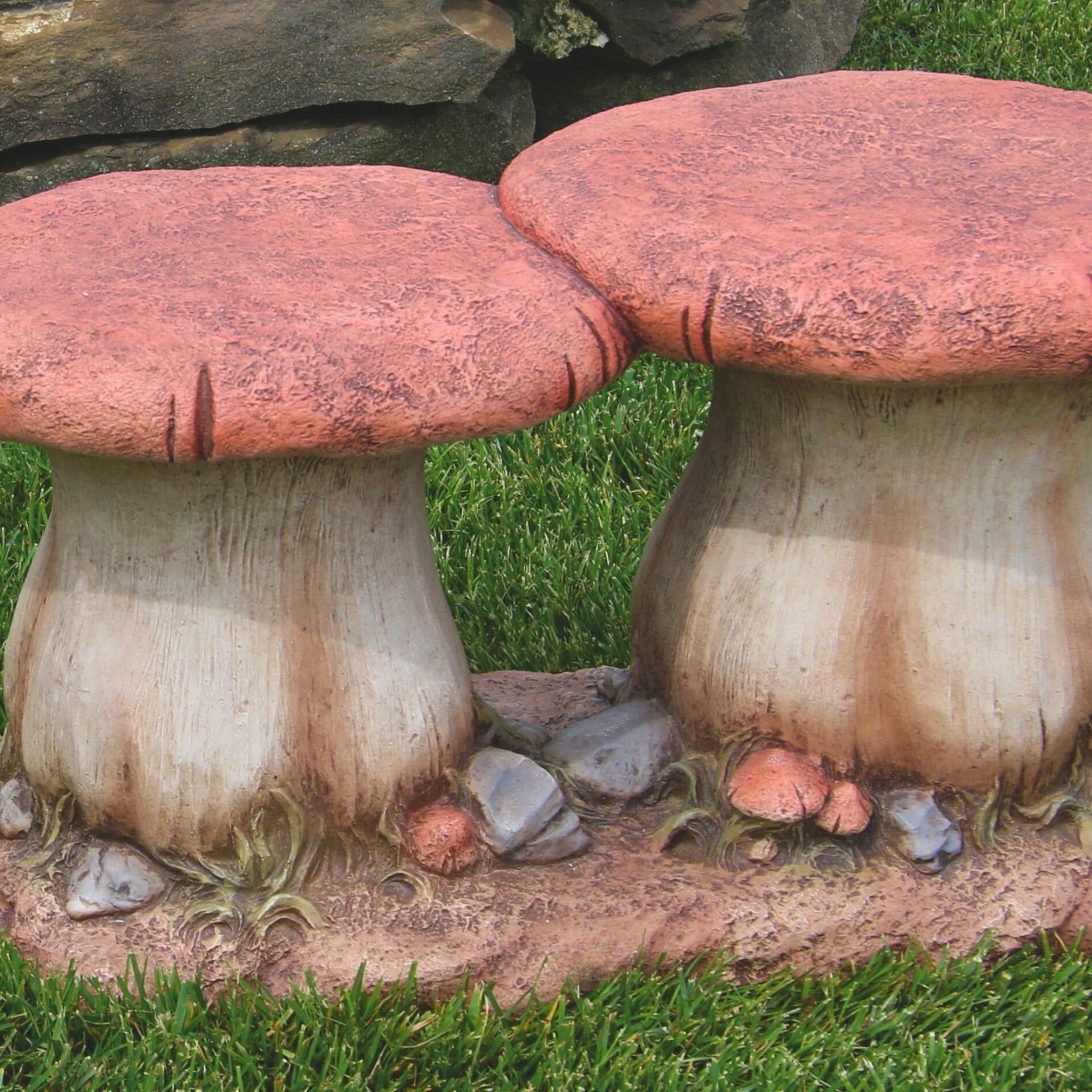 Double Mushroom Concrete Garden Bench - Thumbnail 2