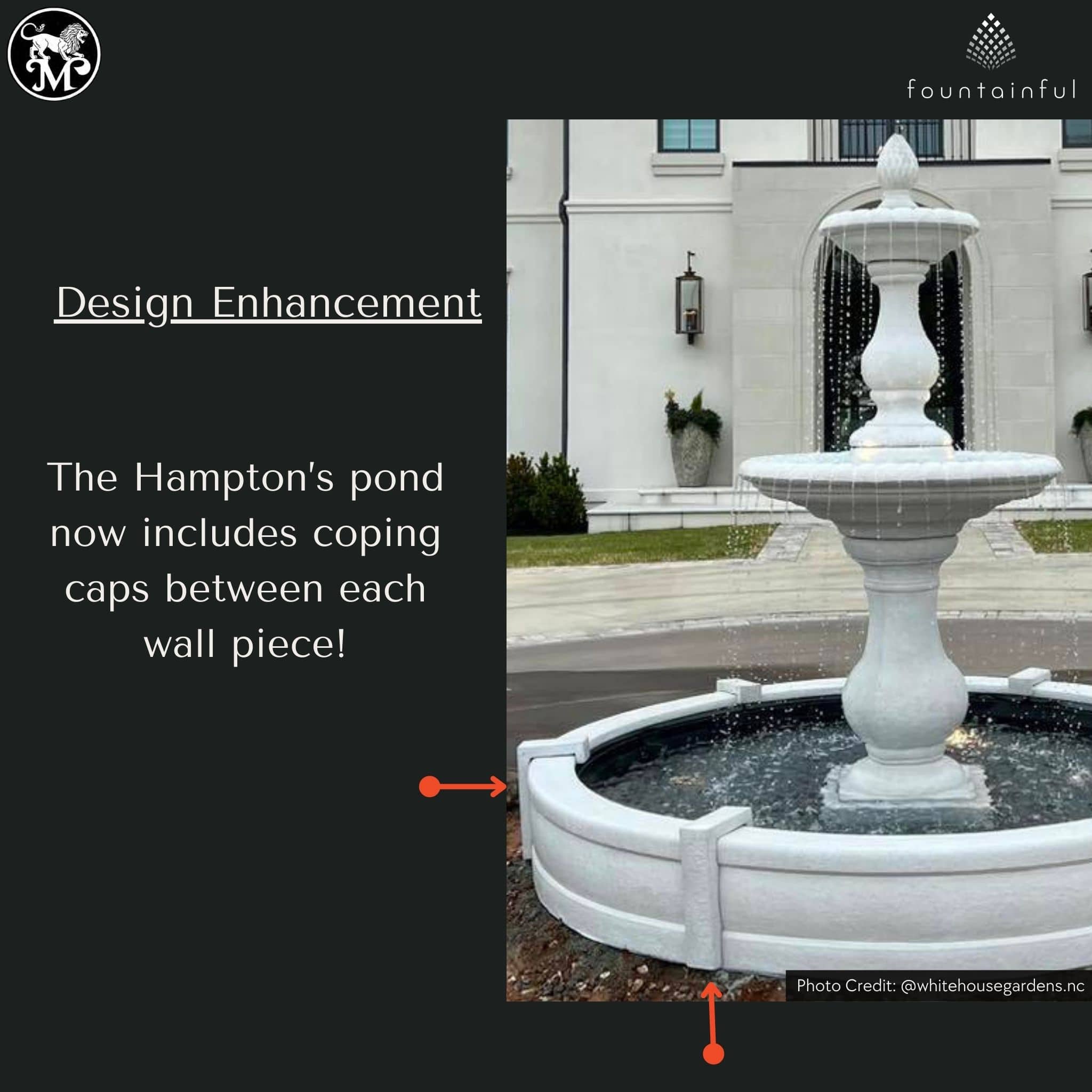 Hampton 2-Tier Concrete Fountain w/Pool - Massarellis #3785