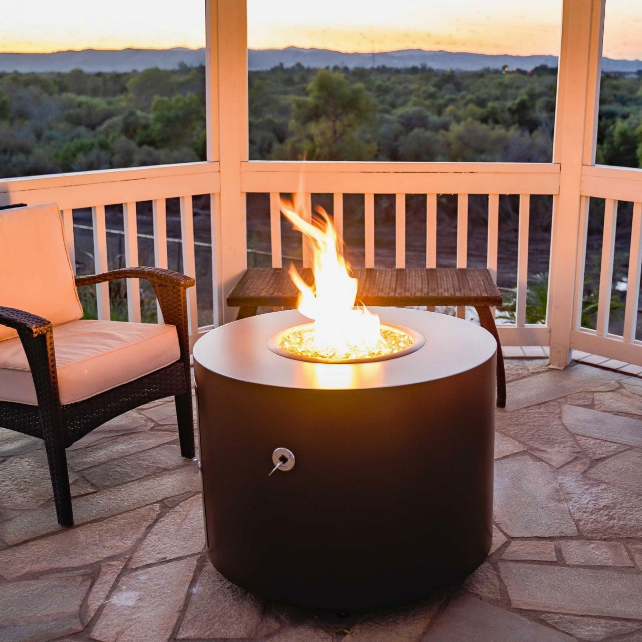 Beverly Steel Round Gas Fire Pit - Outdoor Plus