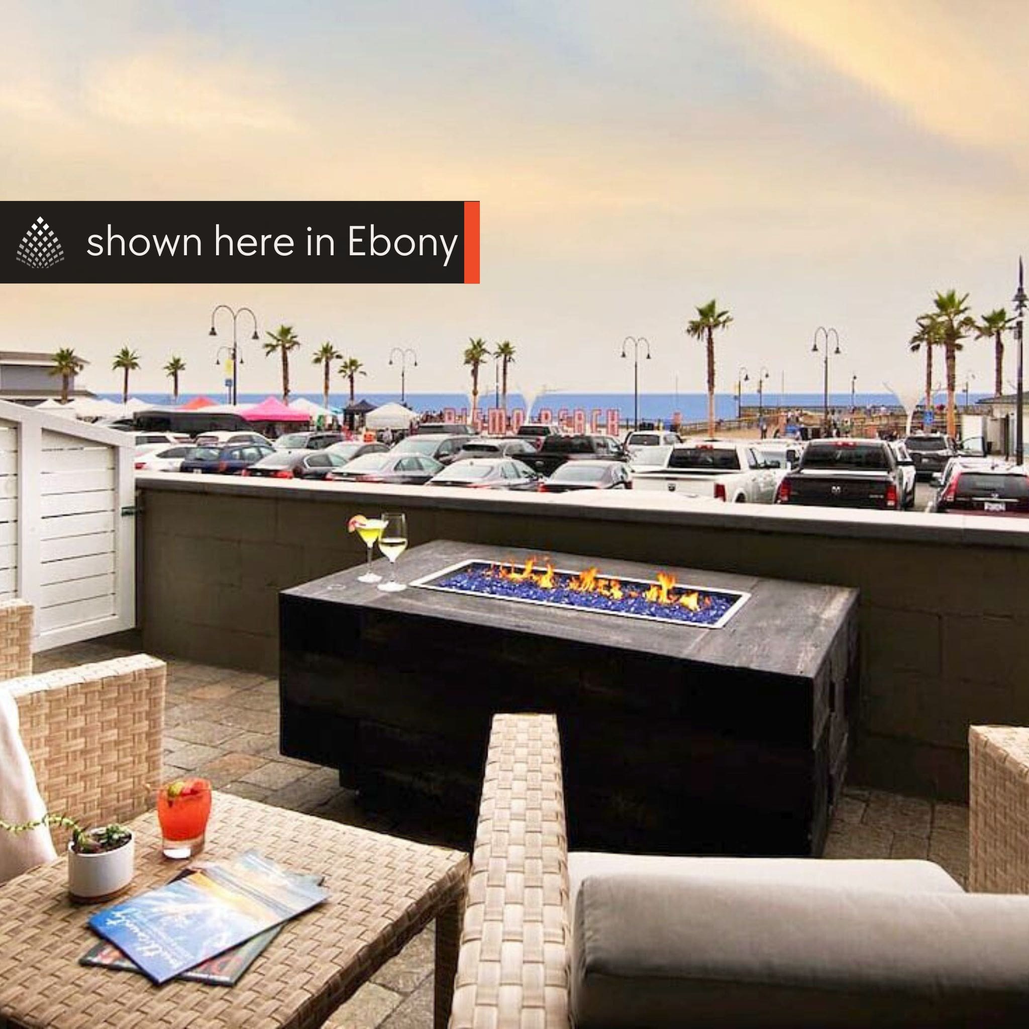 Catalina "Woodgrain" Concrete Gas Fire Pit - The Outdoor Plus