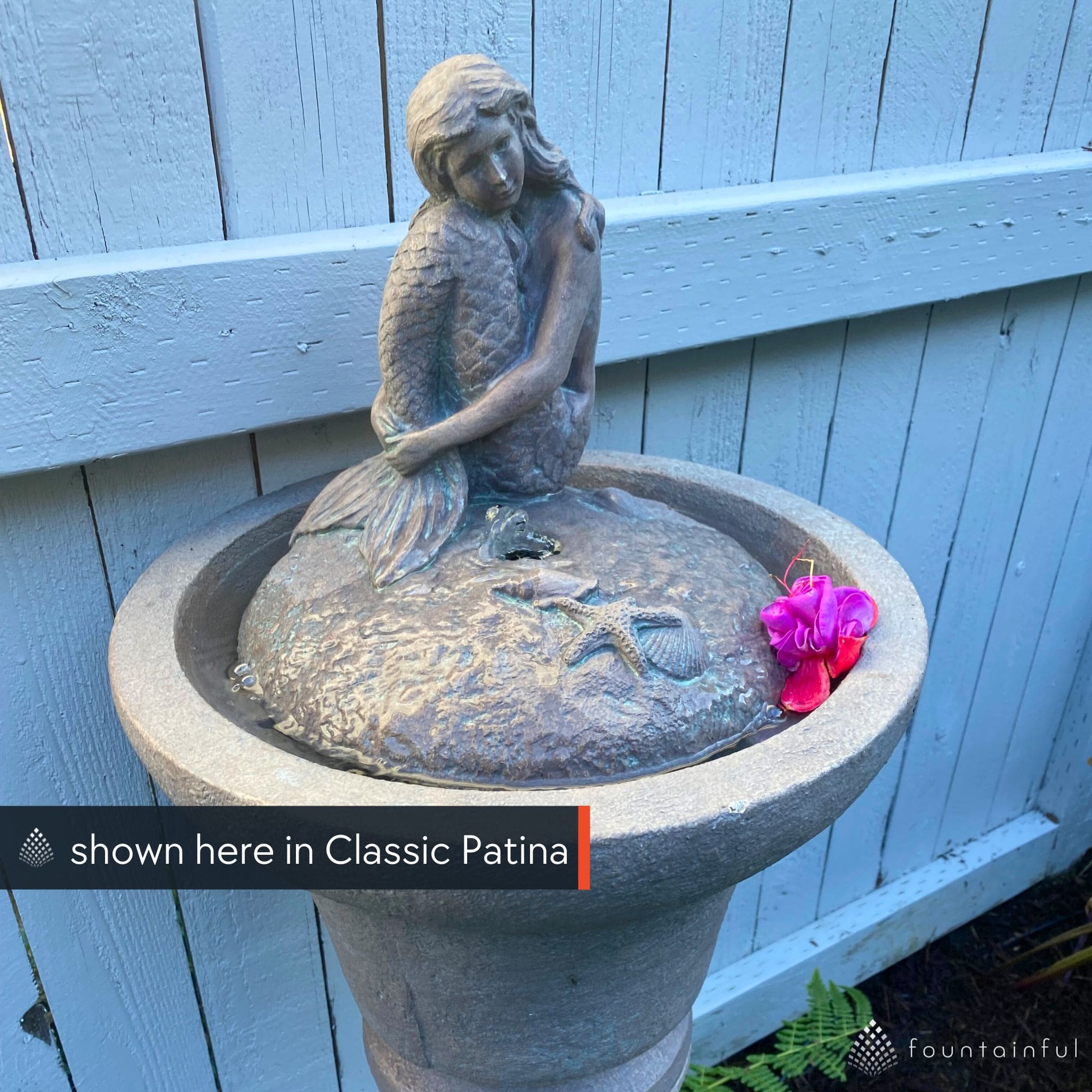 Mermaid Concrete Fountainette w/Lights - Massarellis #3942