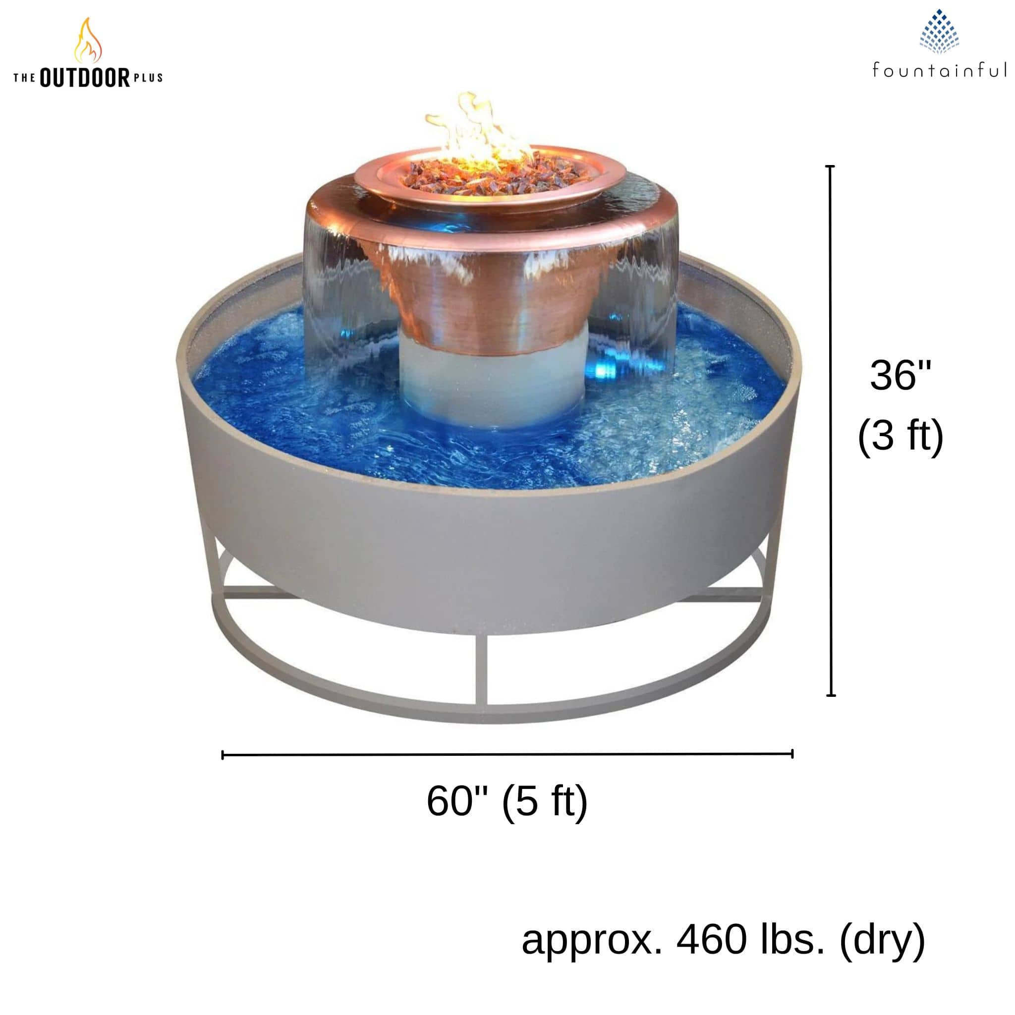Olympian 360° Spill Round Fire & Water Fountain - Outdoor Plus