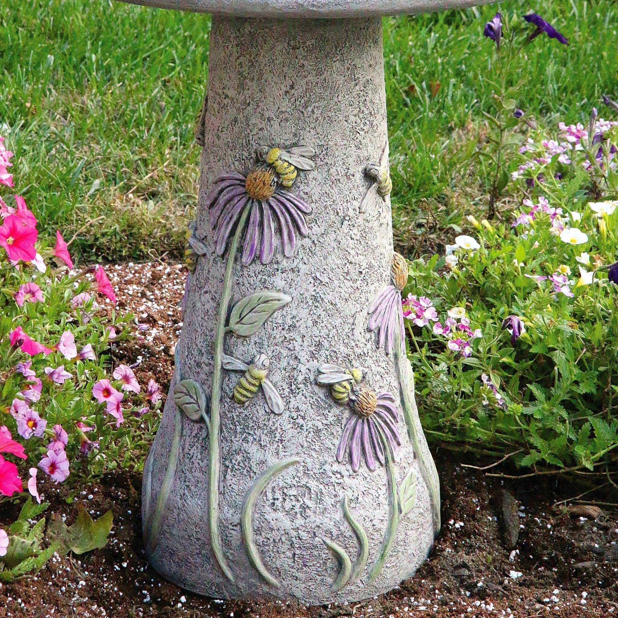Massarelli's Honeybee & Flowers Bird Bath - Thumbnail 2