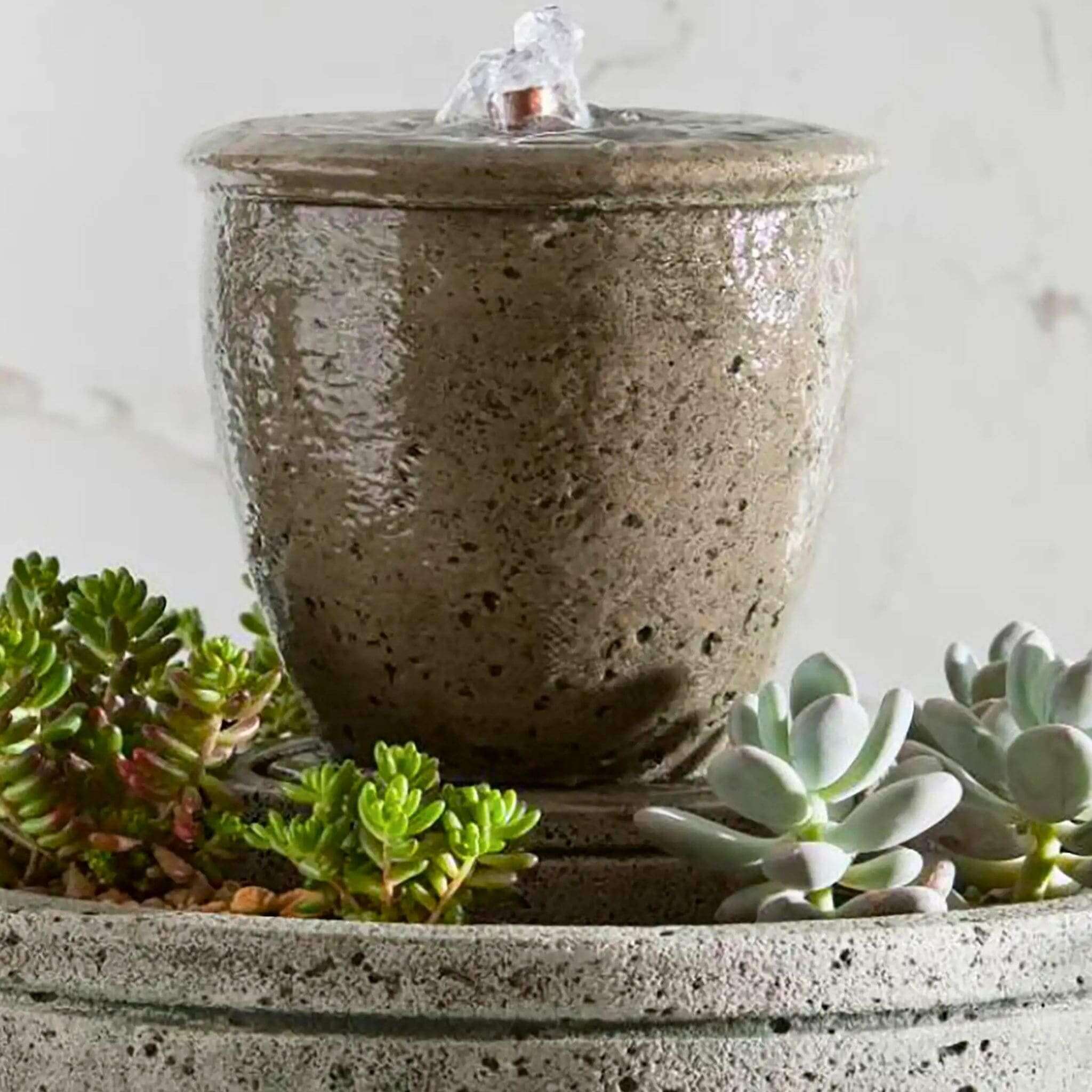 plant spa pot Campania International M-Series Rustic Spa Fountain with Planter