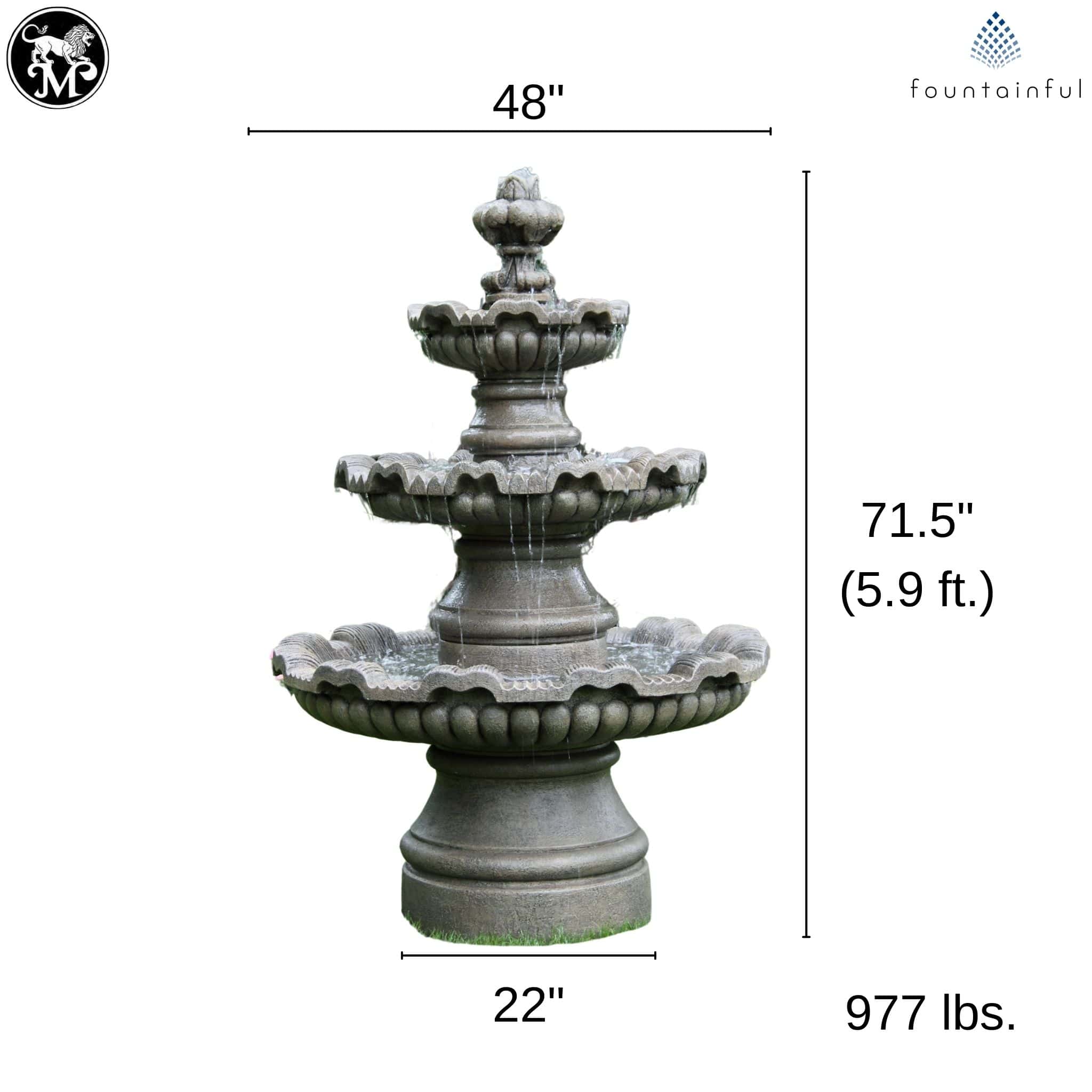 Renault 3-Tier Concrete Fountain - Massarellis #3852