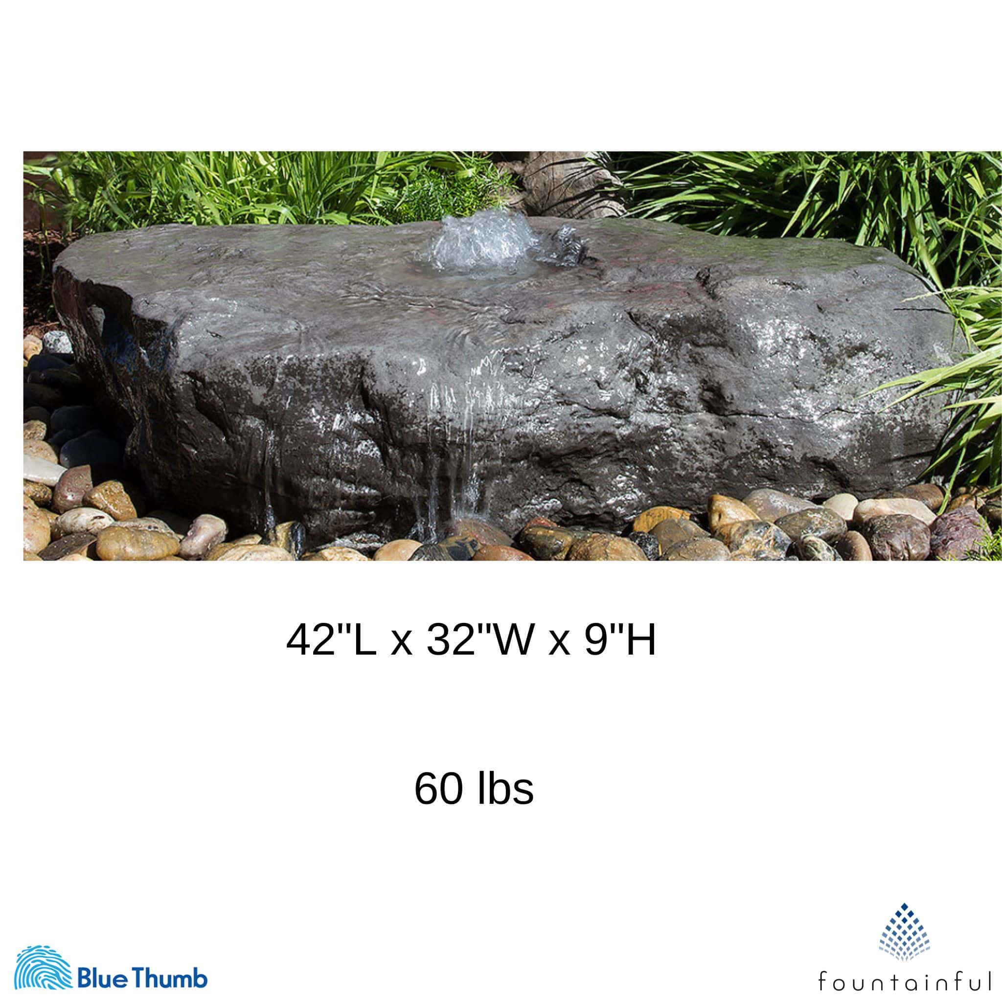 Large Bird Bath GFRC Boulder Fountain - Complete Kit - Blue Thumb