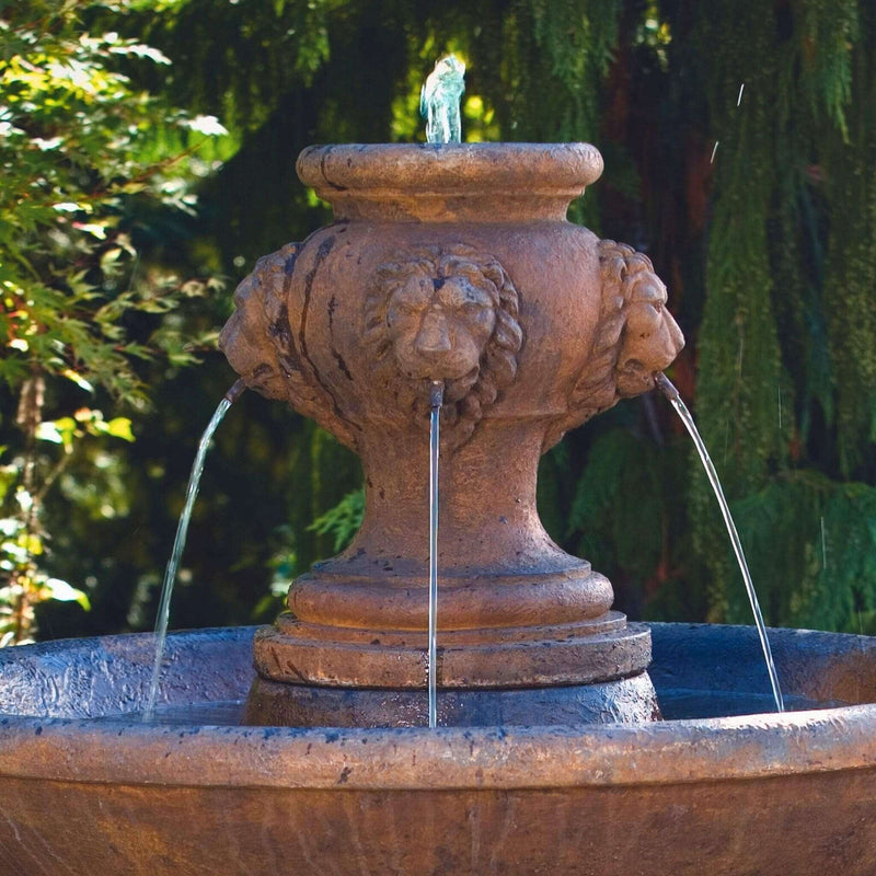 Lion Head Finial Concrete Fountain - Massarellis