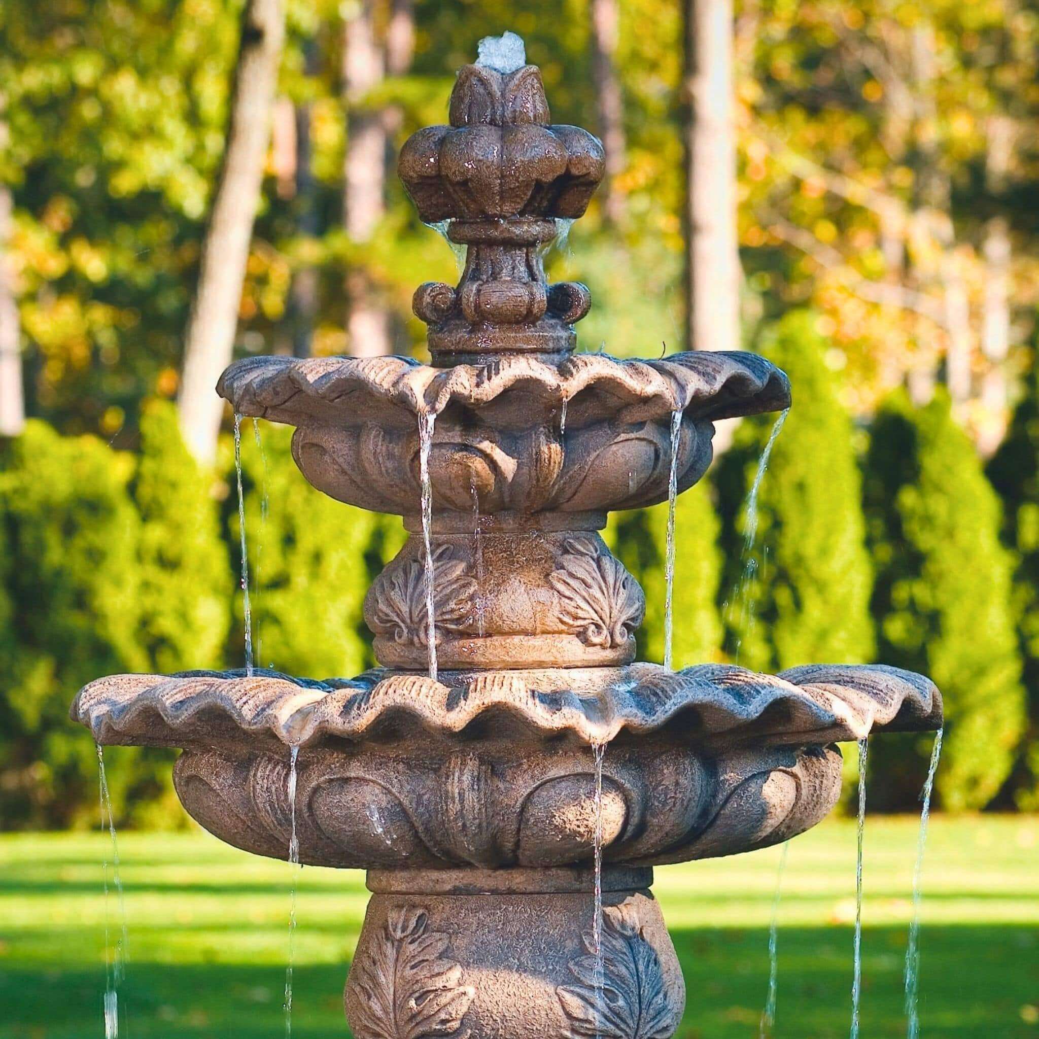 Scallop 3-Tier Concrete Fountain
