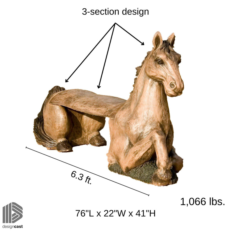 Horse Concrete Garden Bench - Phoenix Design Cast