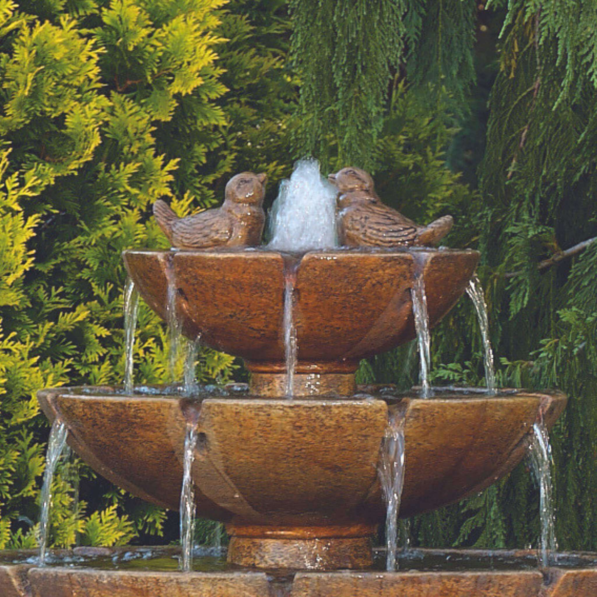 Tranquility Birds 4-Tier Concrete Fountain - Massarellis #3698