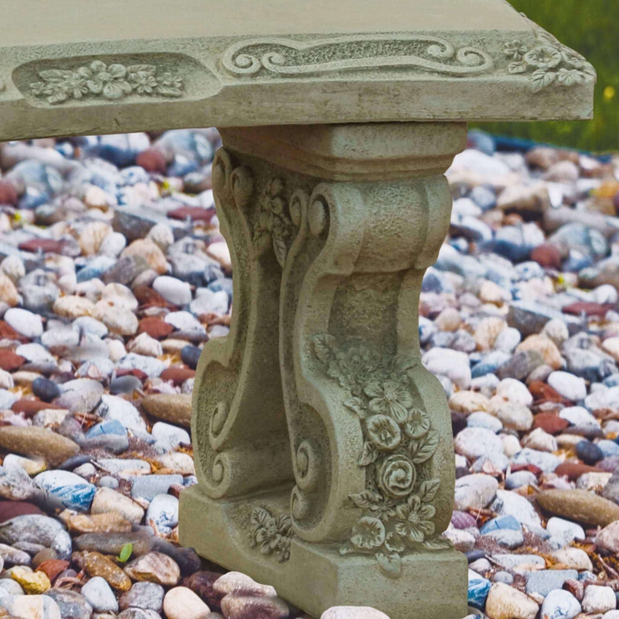 Floral Concrete Garden Bench - Thumbnail 2