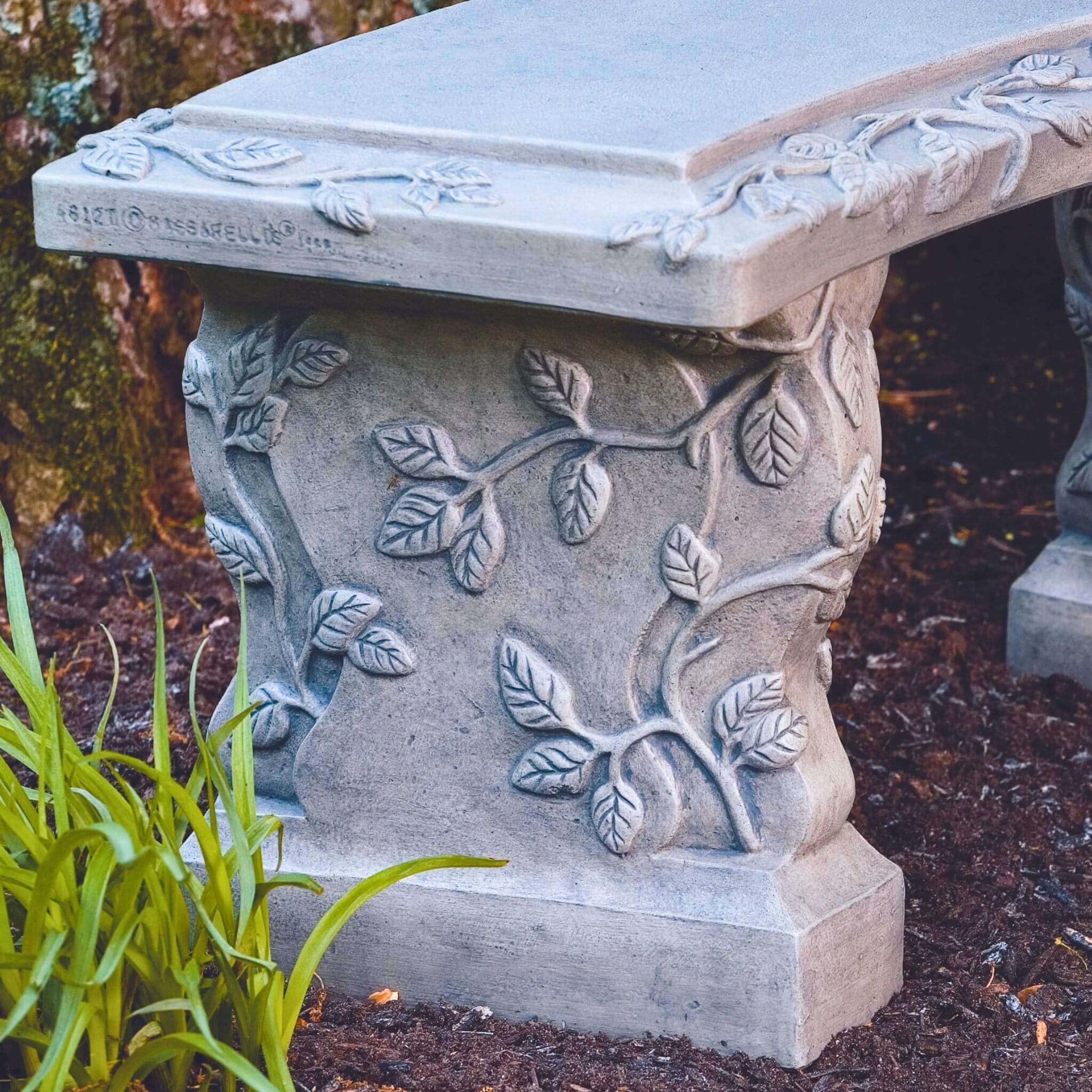 Vine Curved Concrete Garden Bench - Massarellis #4612