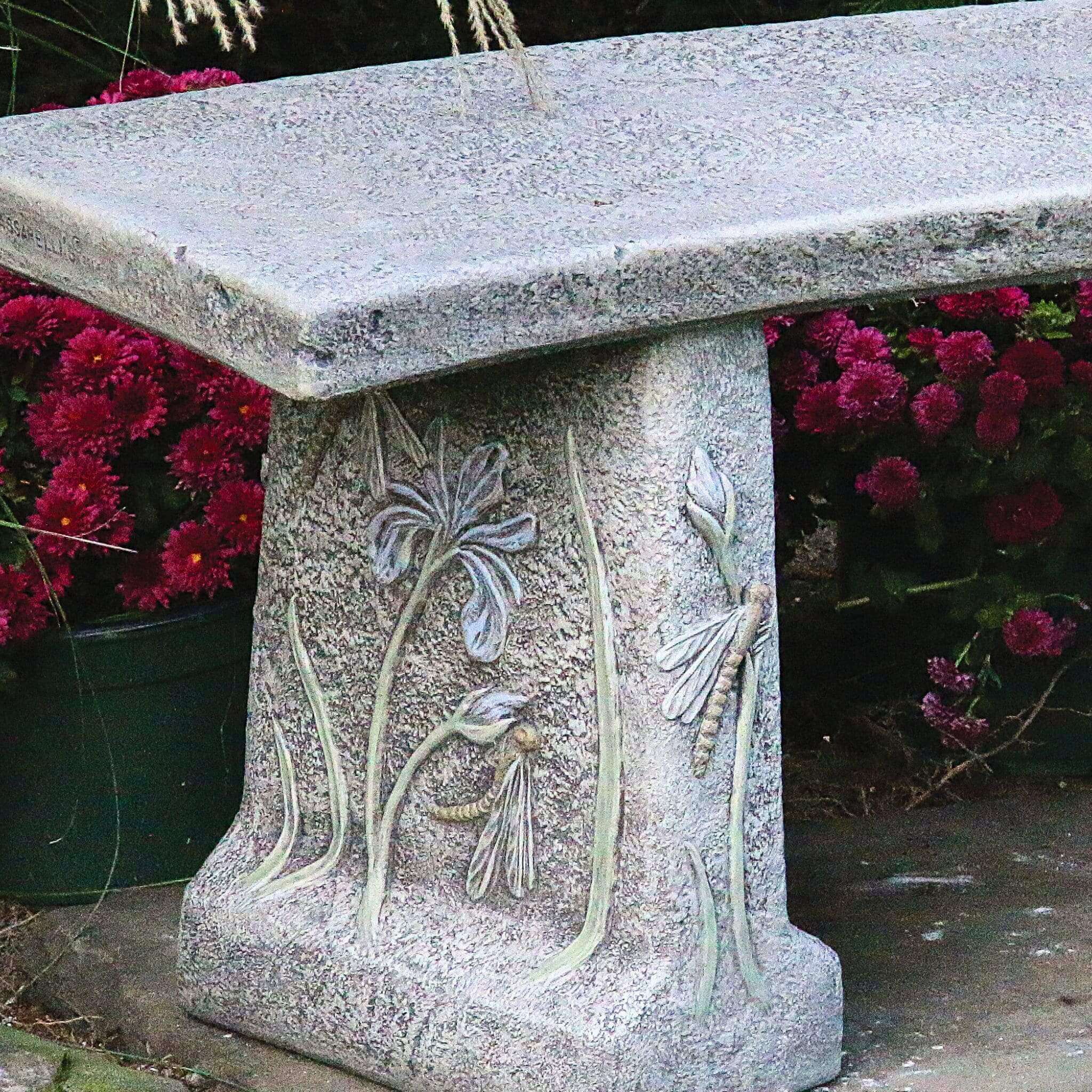 Dragonfly Concrete Garden Bench - Massarellis #4171