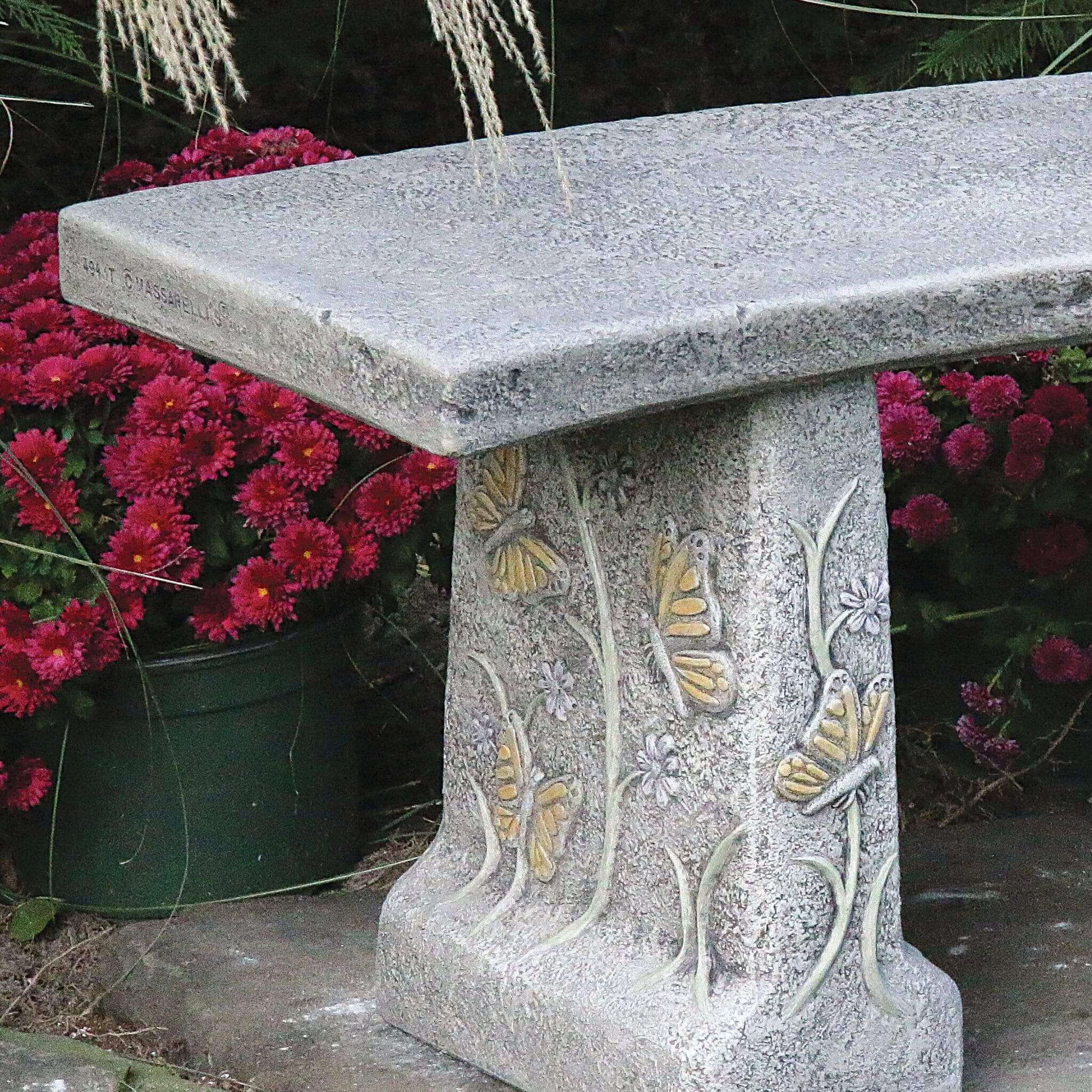  Butterfly Concrete Garden Bench - Massarellis #4174