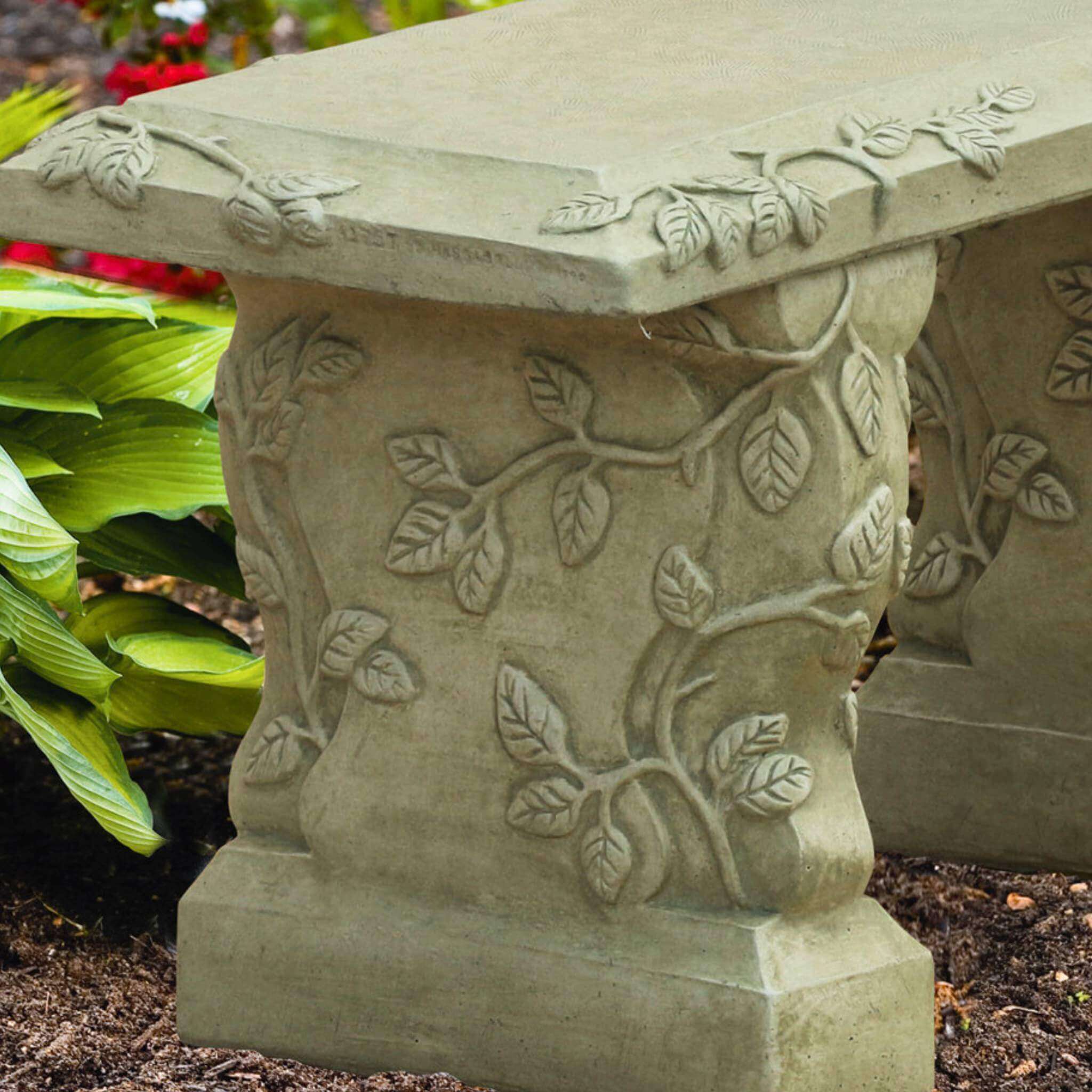 Vine Curved Concrete Garden Bench - Thumbnail 3