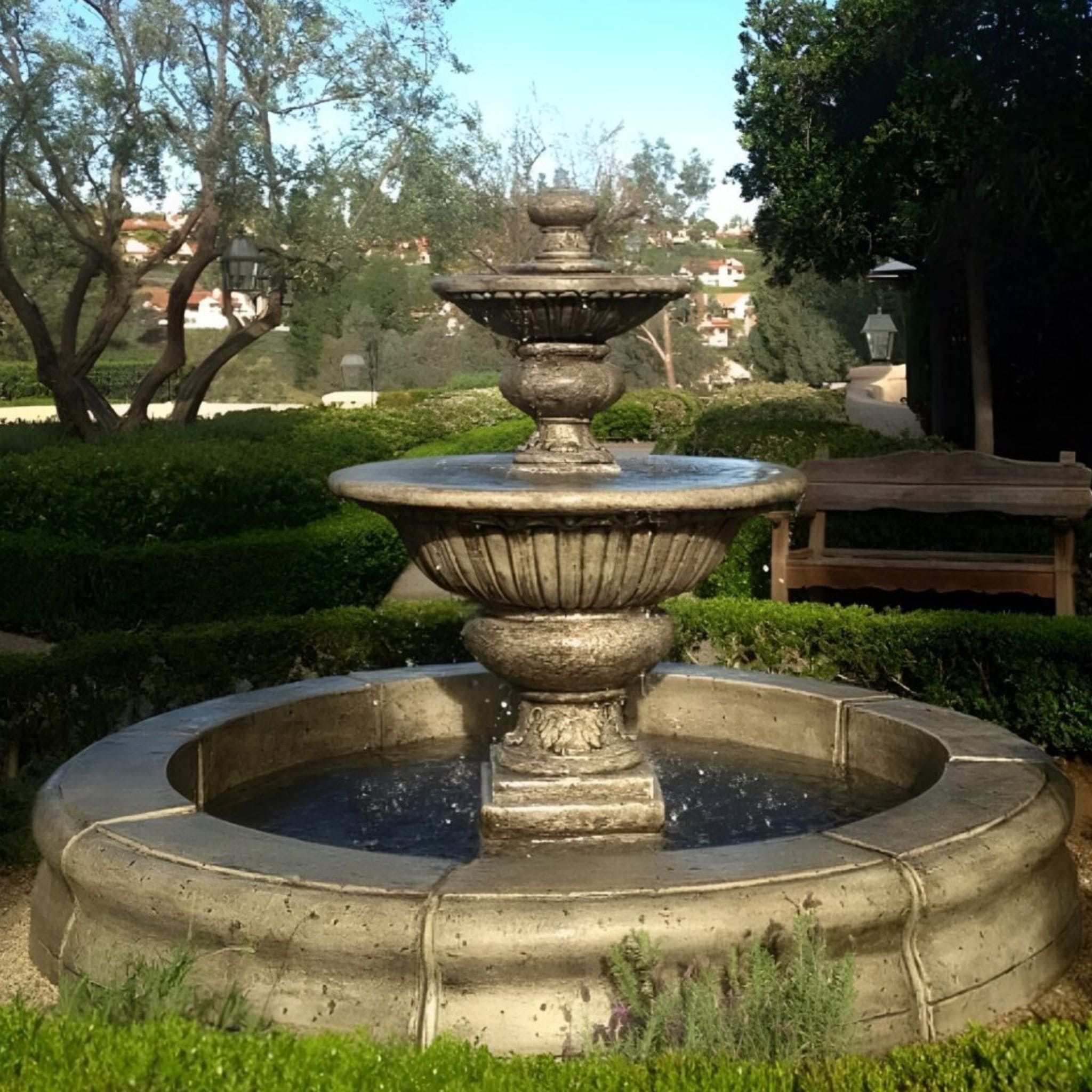 Formal Garden 2-Tier Concrete Pond Fountain - Fiore #2072