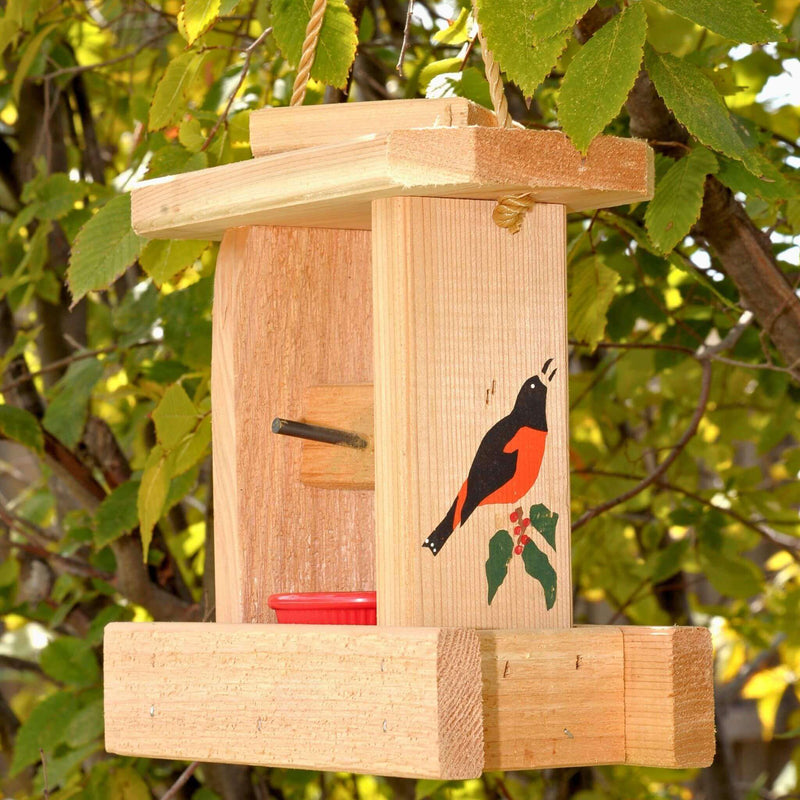 Oriole Hanging Bird Feeder - Cedar Wood | Winter Woodworks