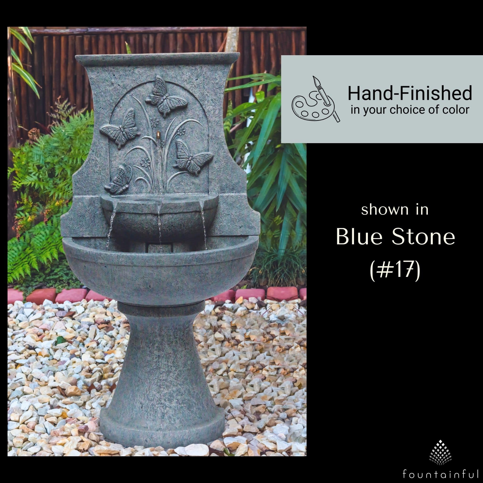 Fortuna Butterfly Concrete Wall Fountain - Thumbnail 3