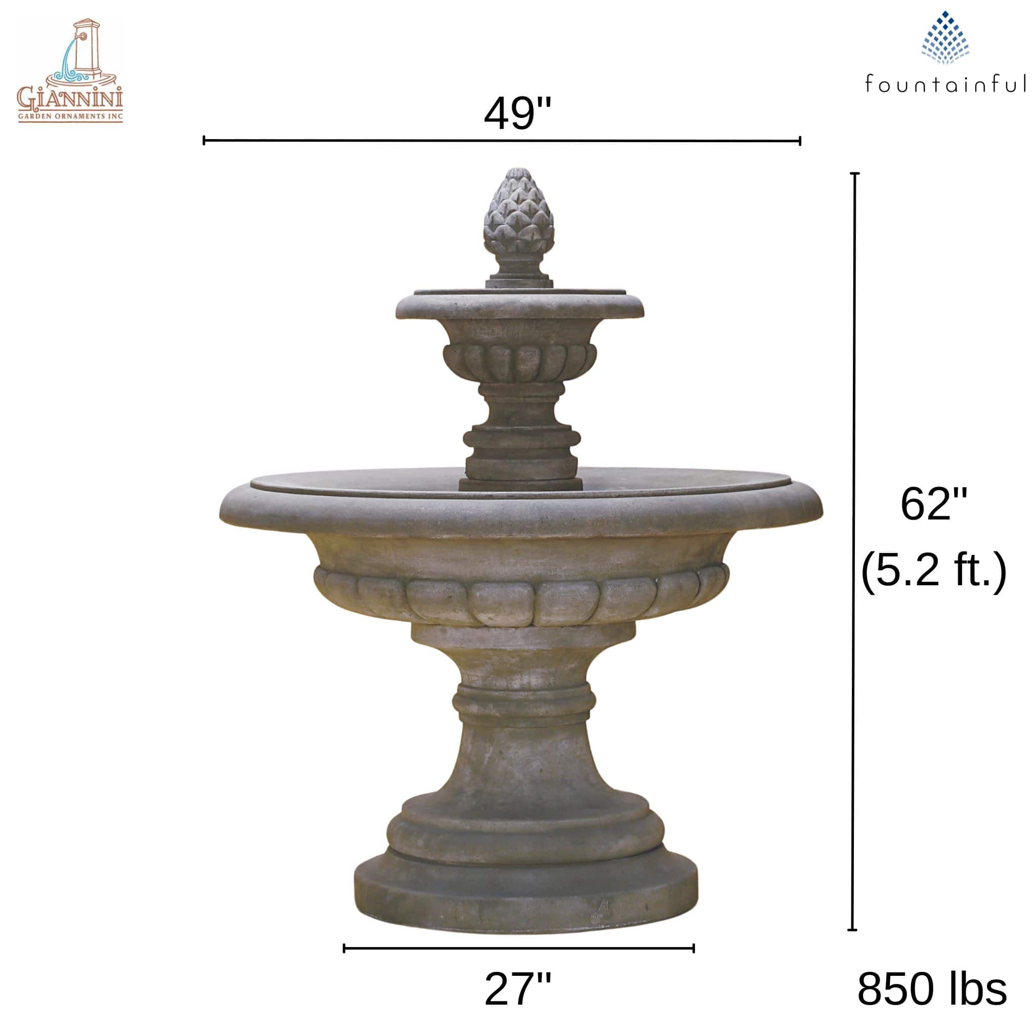 Fontana Grande 2-Tier Concrete Fountain - Giannini #1168