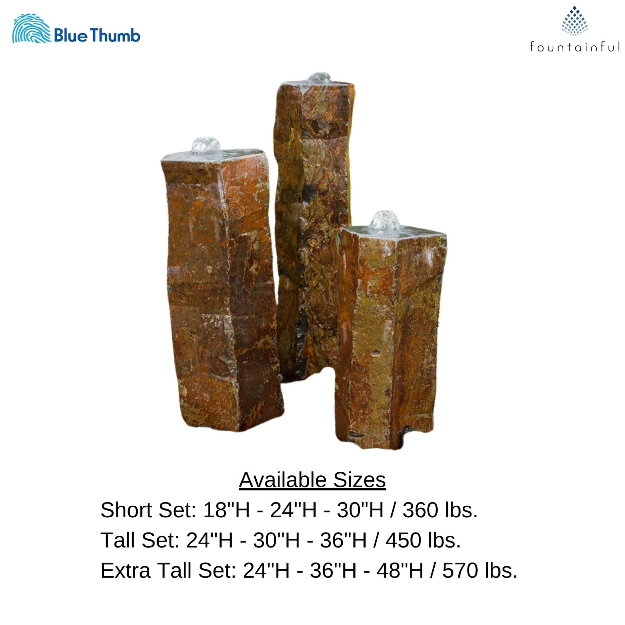 Triple Polished Top Basalt Fountain - Complete Kit- Blue Thumb