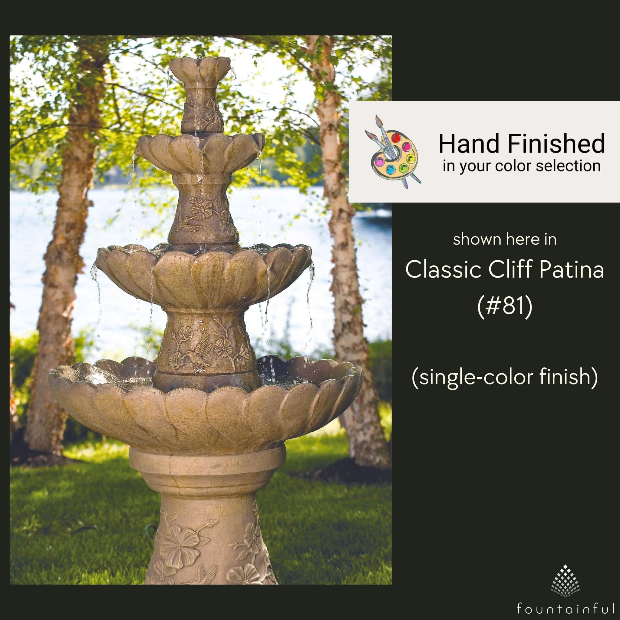 Hummingbird 4-Tier Concrete Fountain - Massarellis #3880