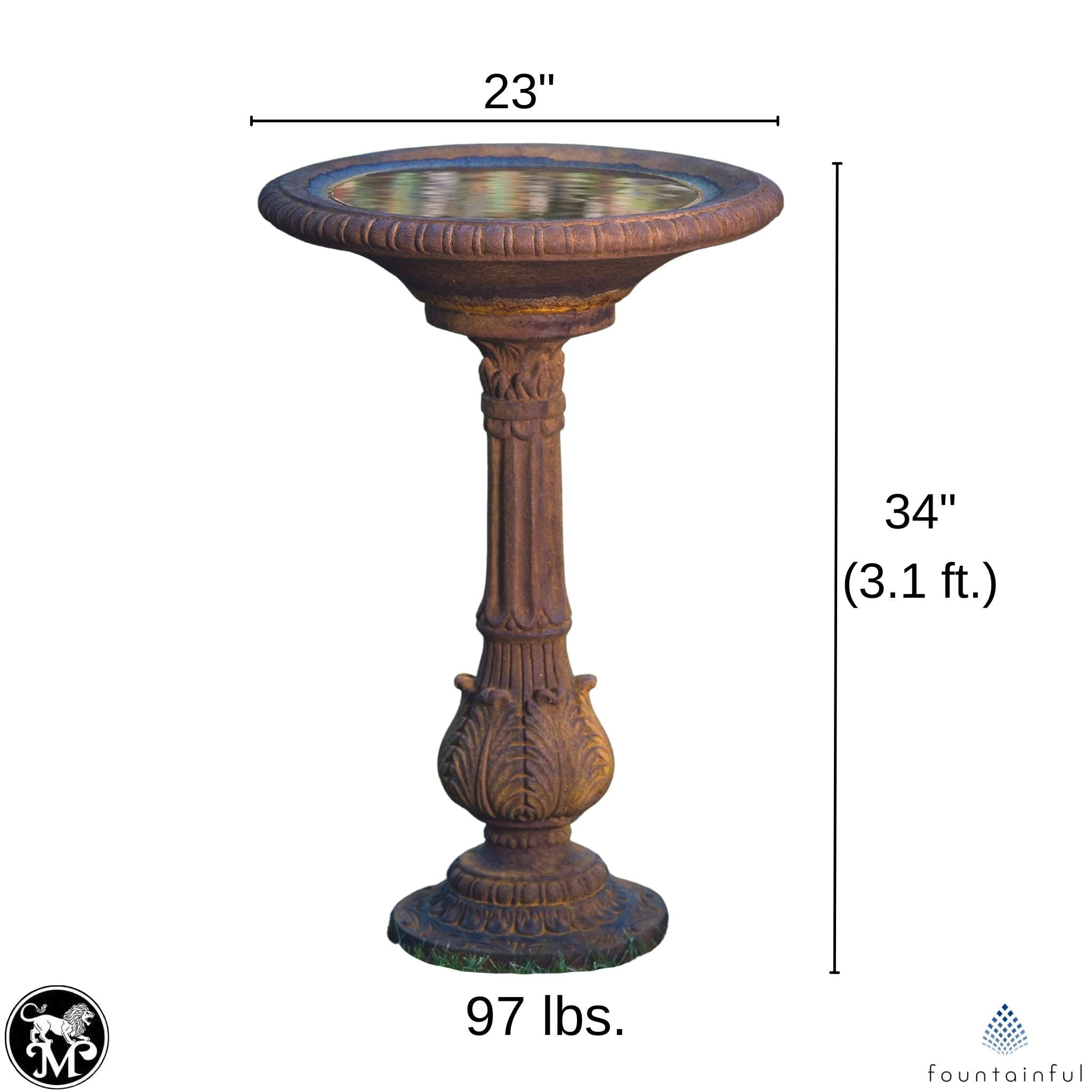 Victorian Fern Leaf Concrete Bird Bath - Massarellis #9703