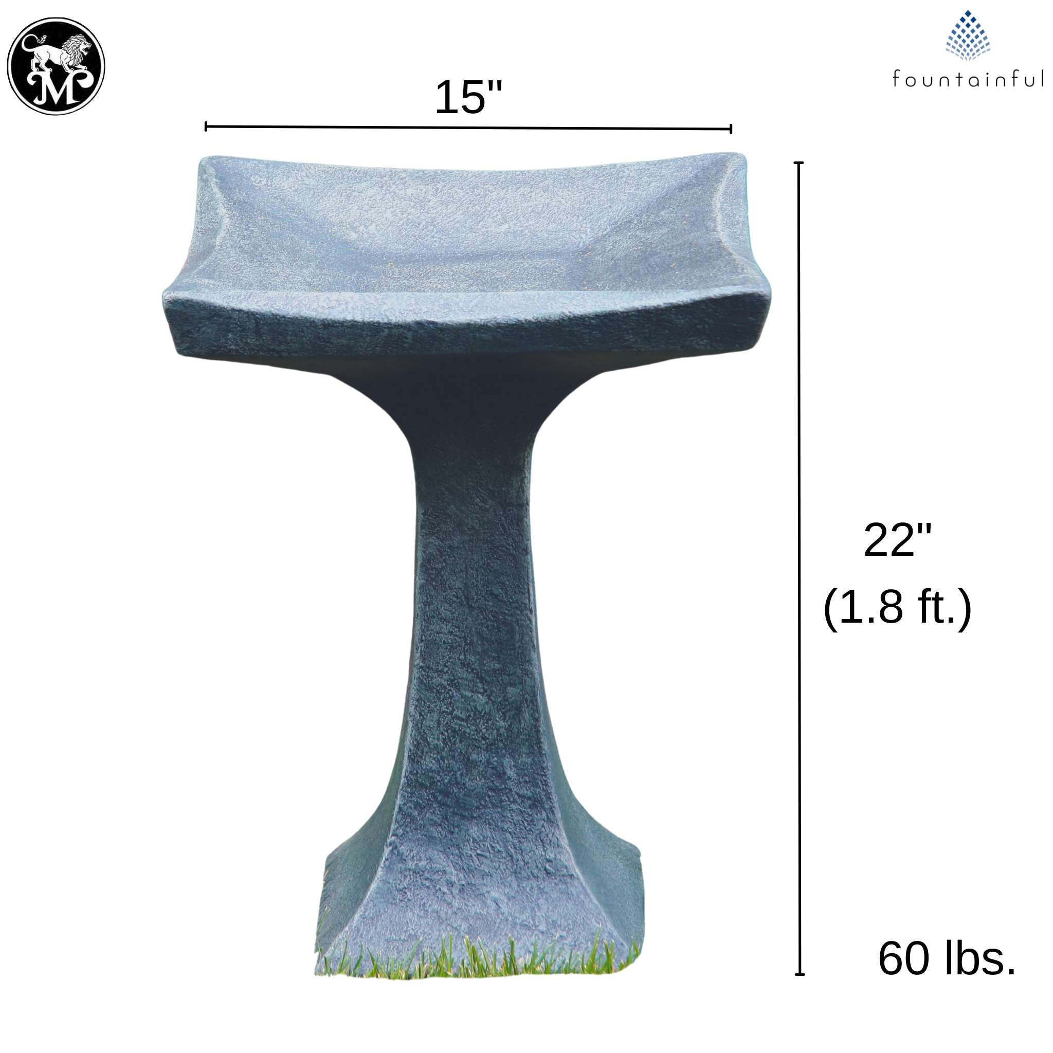 Scooped One-Piece Concrete Bird Bath - Thumbnail 2
