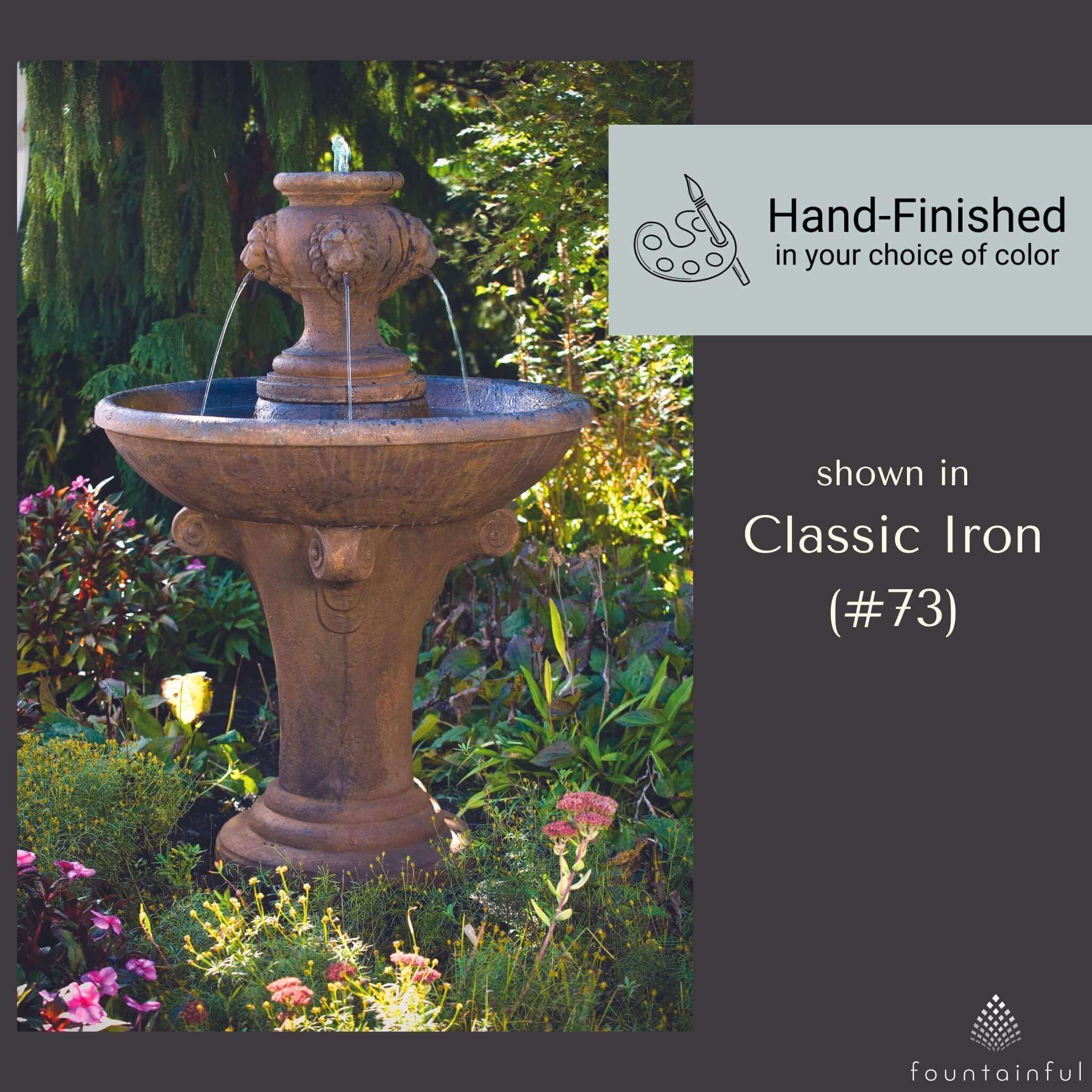 Lion Head Finial Concrete Fountain - Massarellis #3479